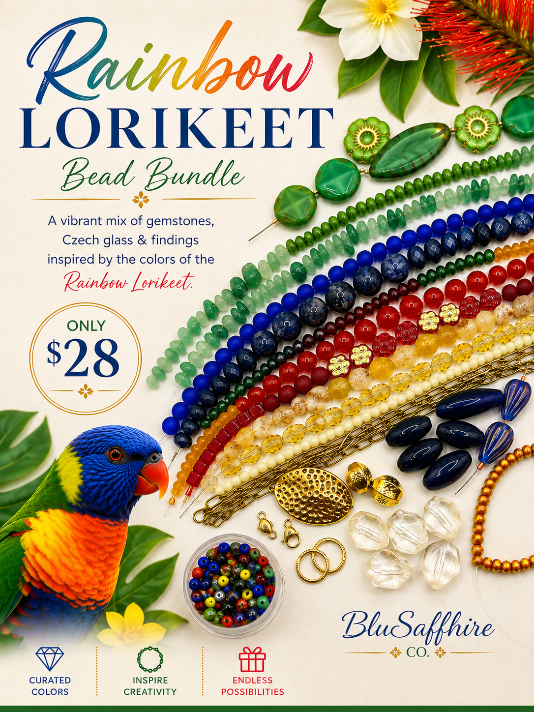 Rainbow Lorikeet Bead Bundle