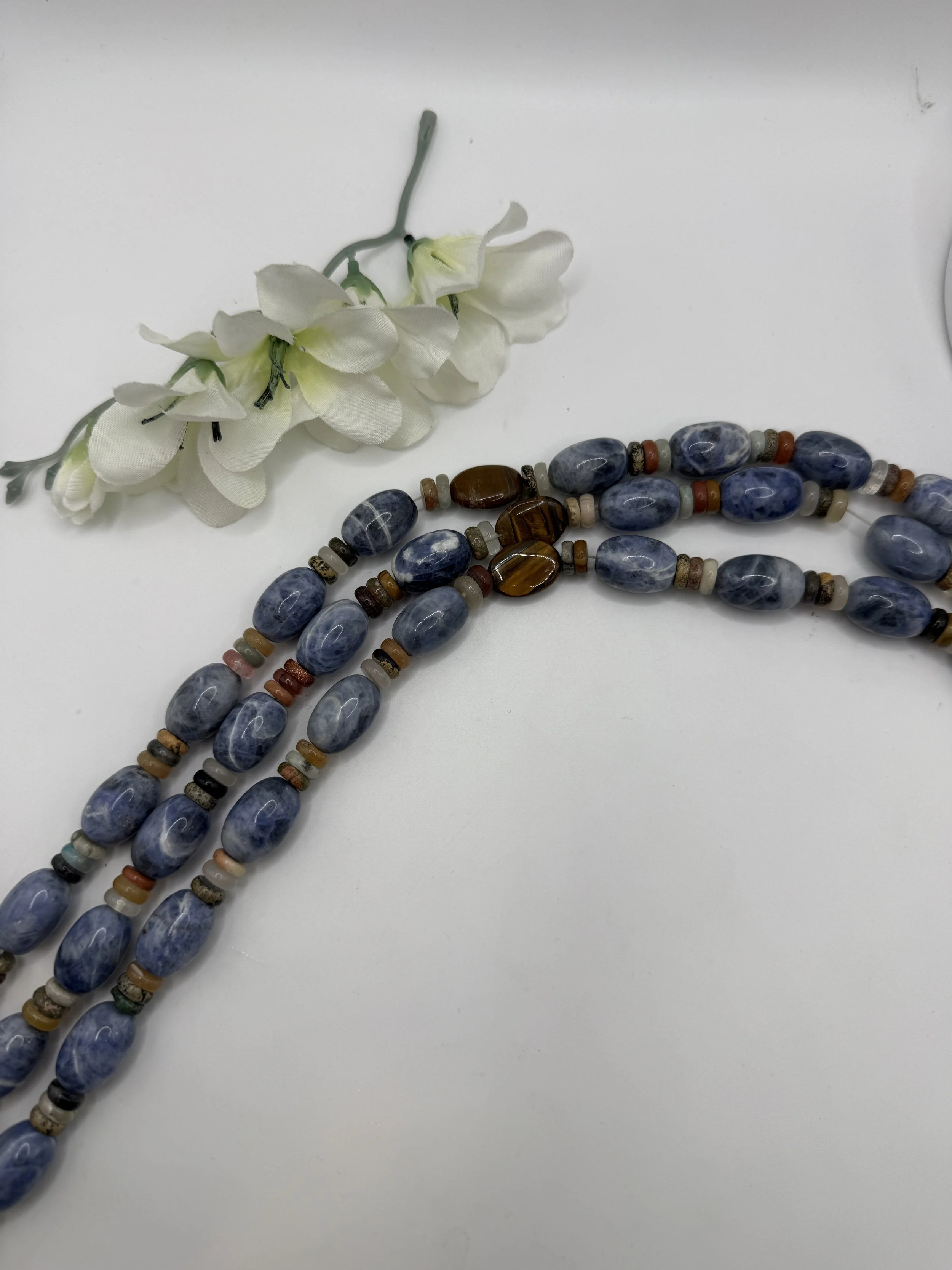 Sodalite with Tiger’s Eye and Mixed Gemstones Bead Strand