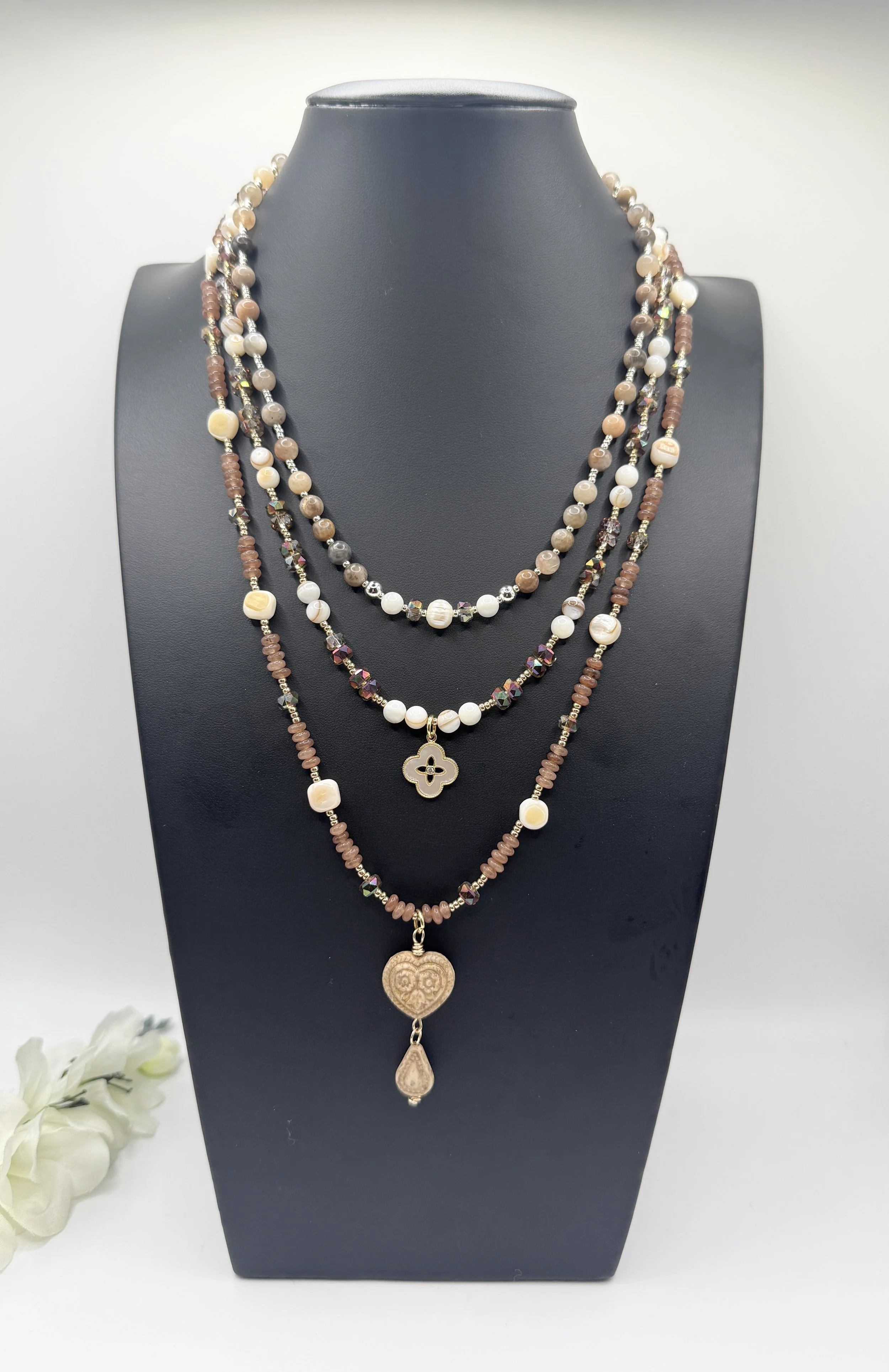 Elegant Earth-Tone Stackable Necklaces set