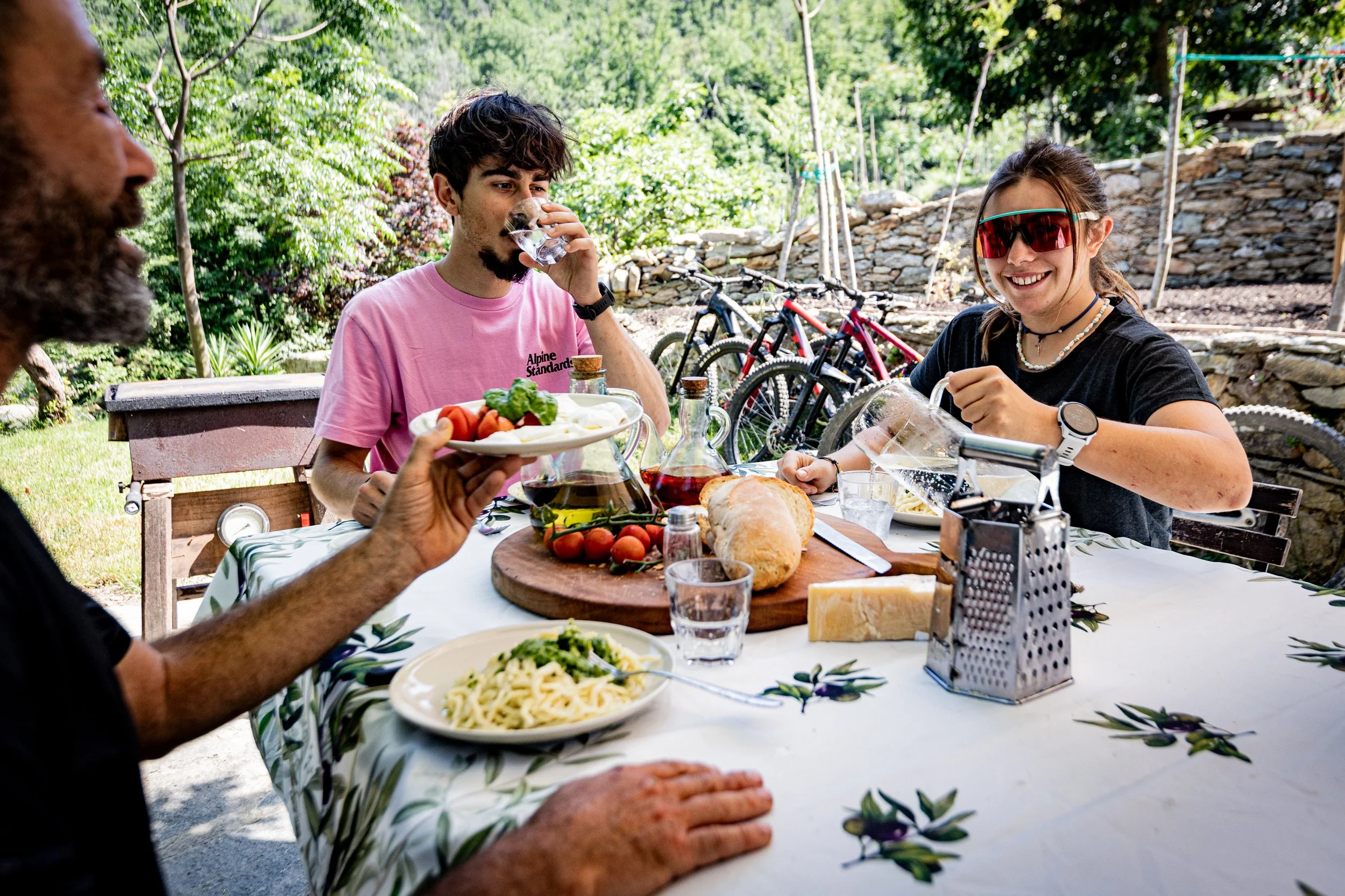 riding bikes, enjoying the classic Italian welcome