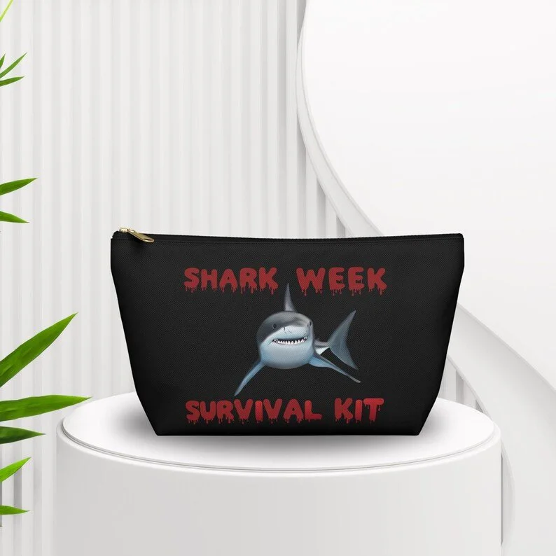 Shark Week Survival Kit – Feminine Hygiene Travel Bag for Period Essentials & Emergency Supplies