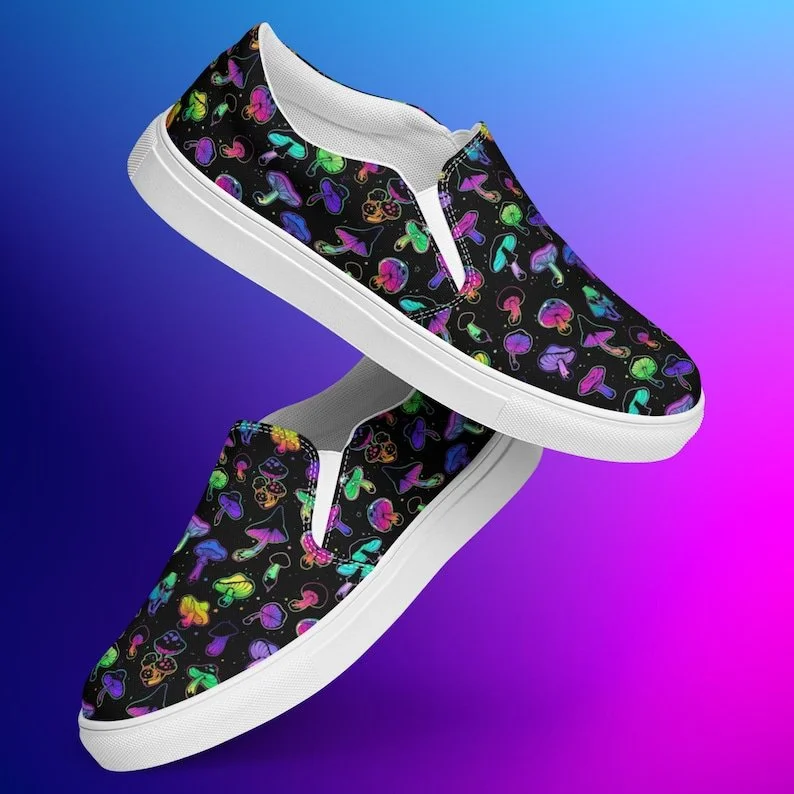 The Fun Guy – Men's Psychedelic Mushroom Slip-On Canvas Shoes
