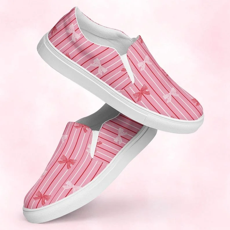 Bow Intentions – Women's Bow Slip-On Canvas Shoes