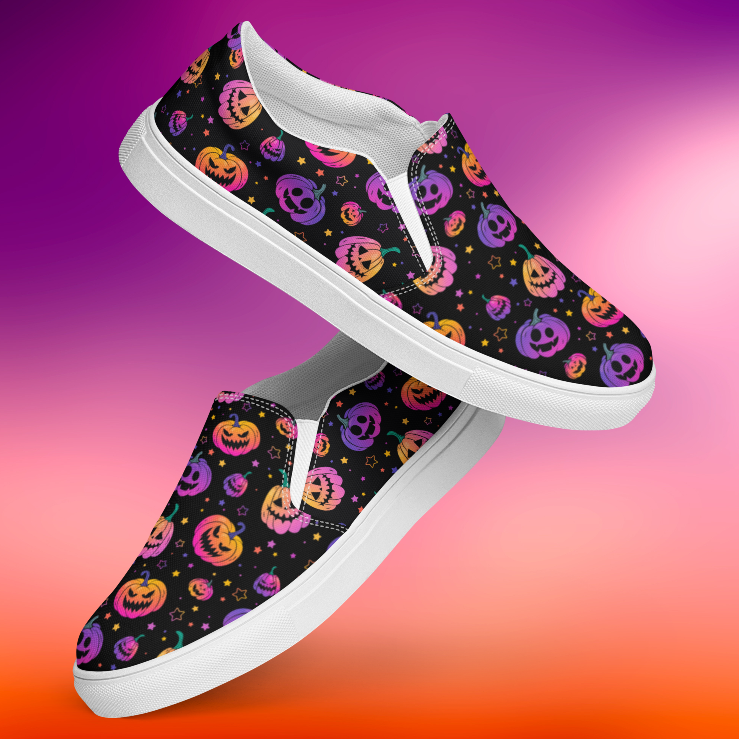 Gourd Behavior – Women’s Colorful Halloween Pumpkin Slip-On Shoes