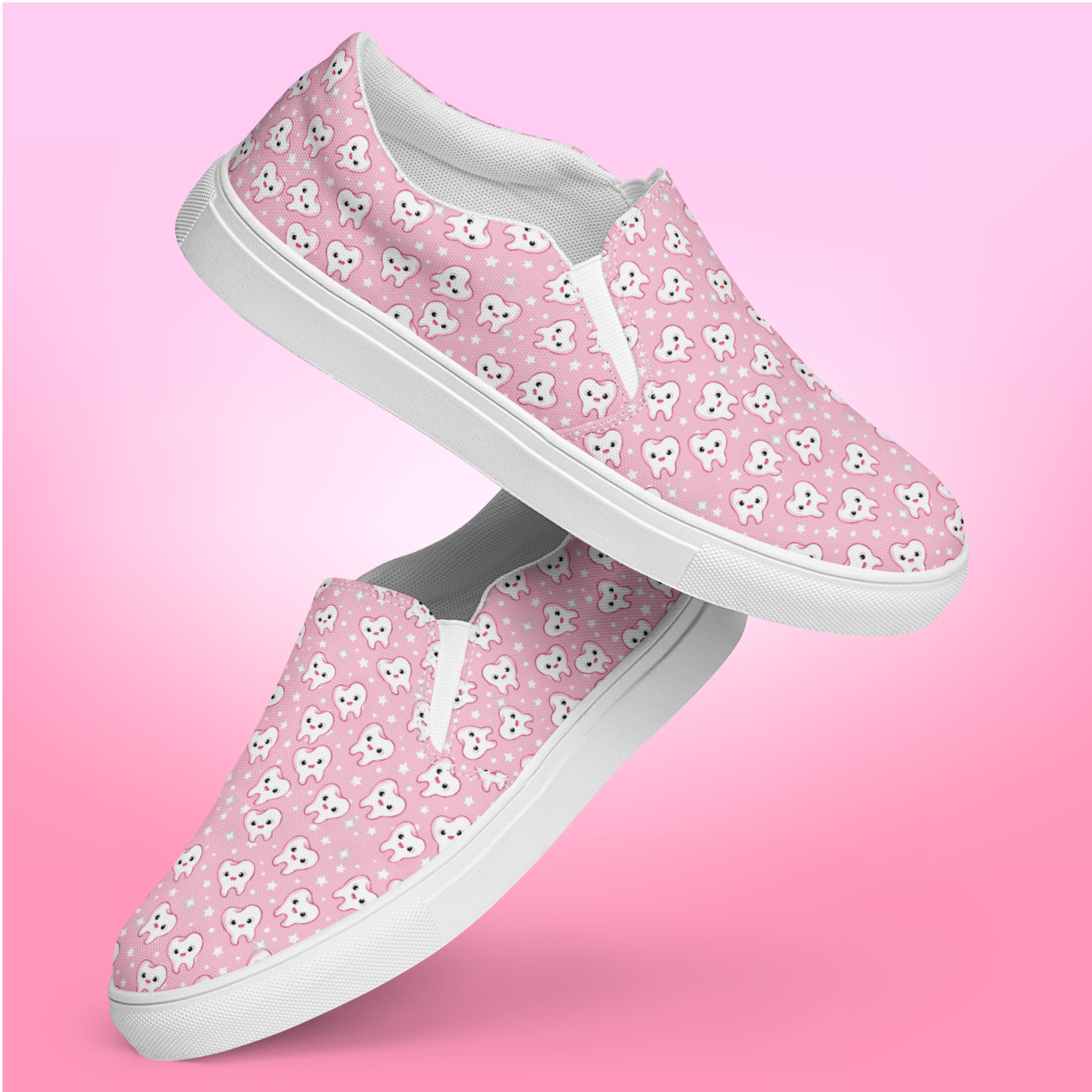 Floss Boss – Women’s Pink Dental Tooth Slip-On Shoes