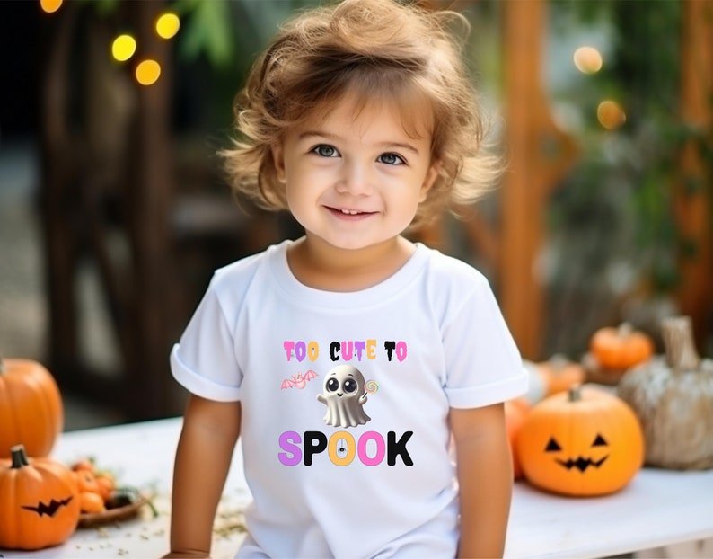 Too Cute To Spook Toddler Halloween Shirt | Cute Ghost Kids Tee