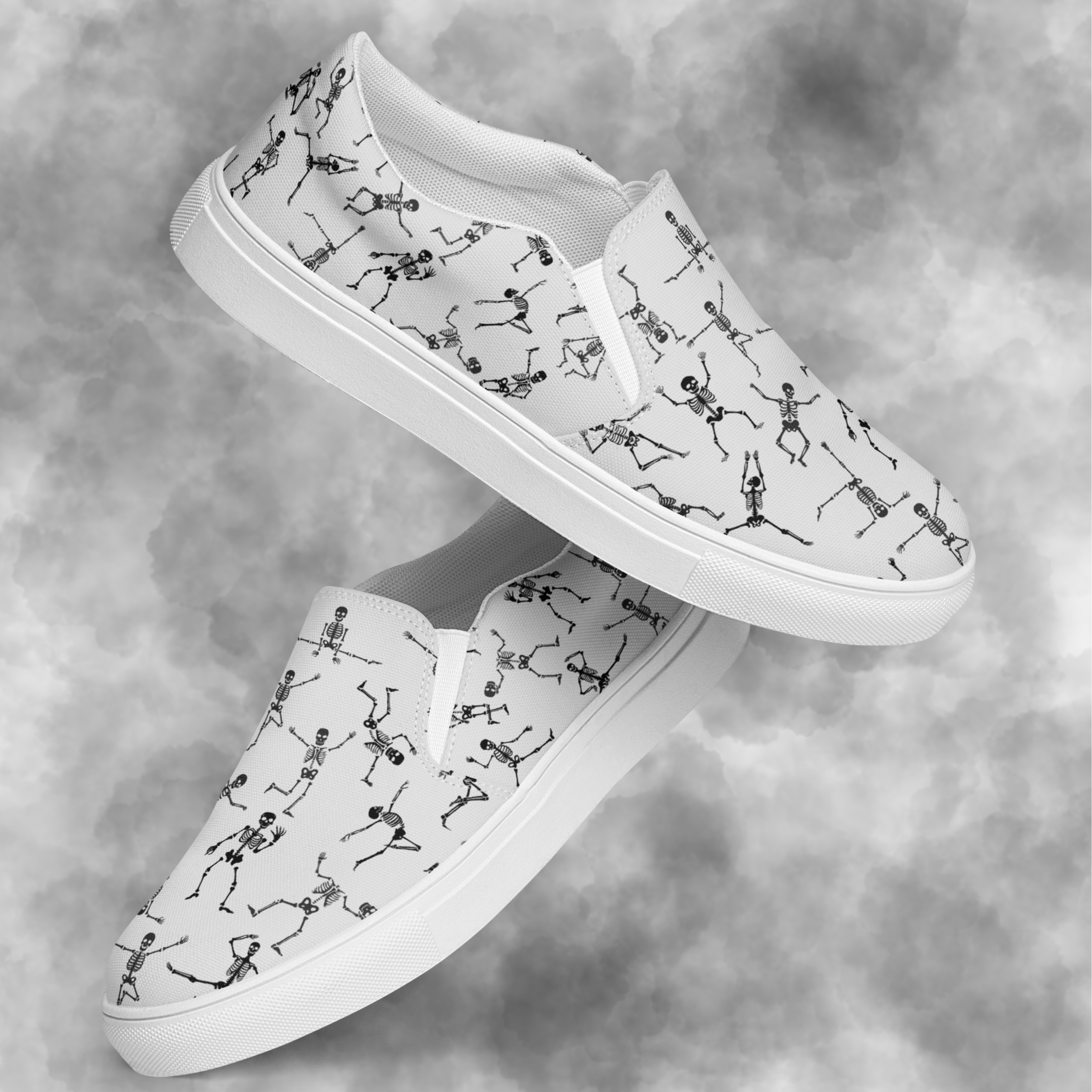 Bone Brigade – Autumn Slip-On Shoes with Dancing Skeletons