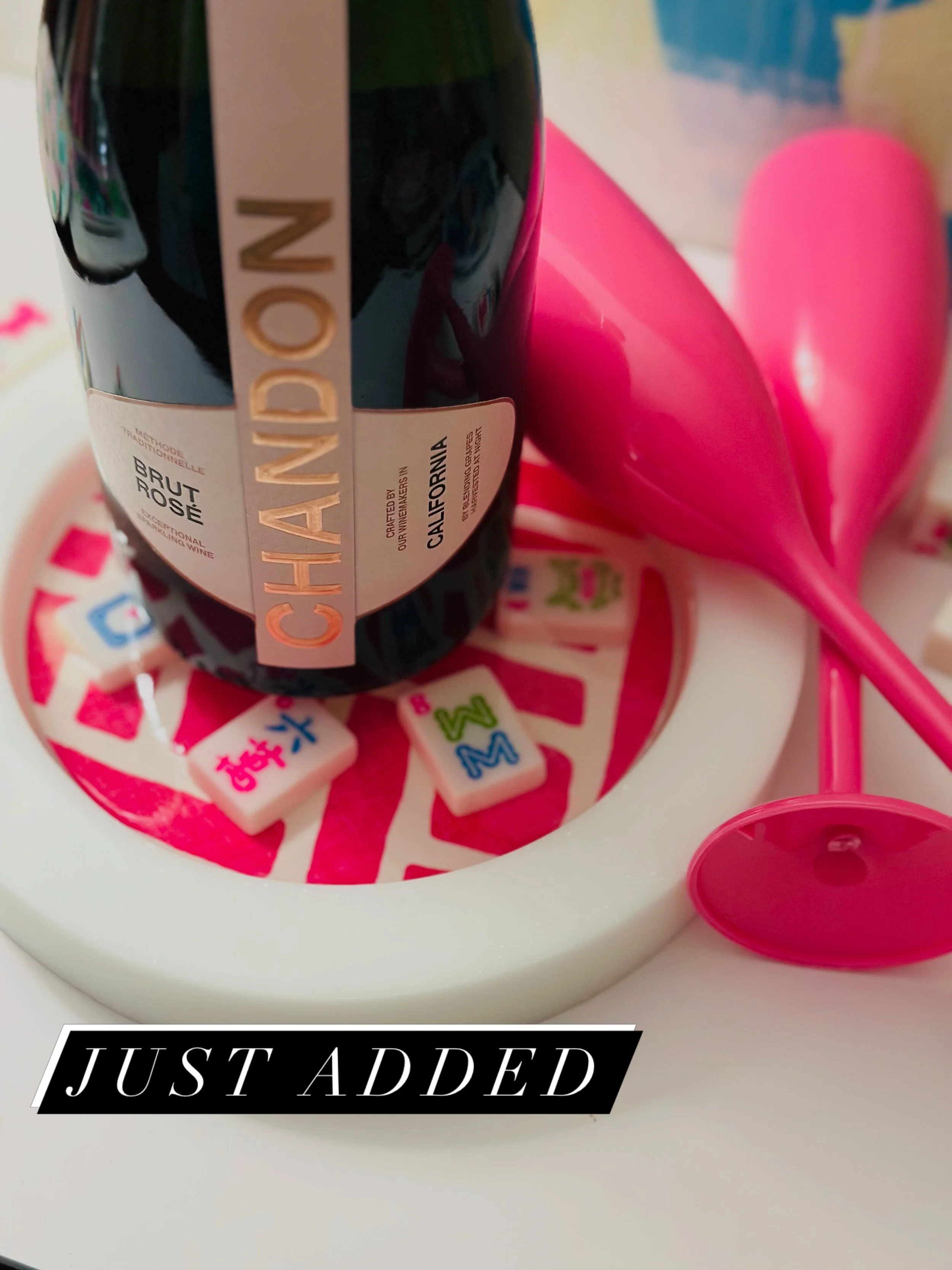 New on the website&hellip; The Mahjong Nights Wine Coaster.  This statement piece is 8&rdquo; diameter and features a playful mahjong- inspired design in vibrant pinks that add a fun pop of personality to any table.  Hand crafted with a glossy resin 