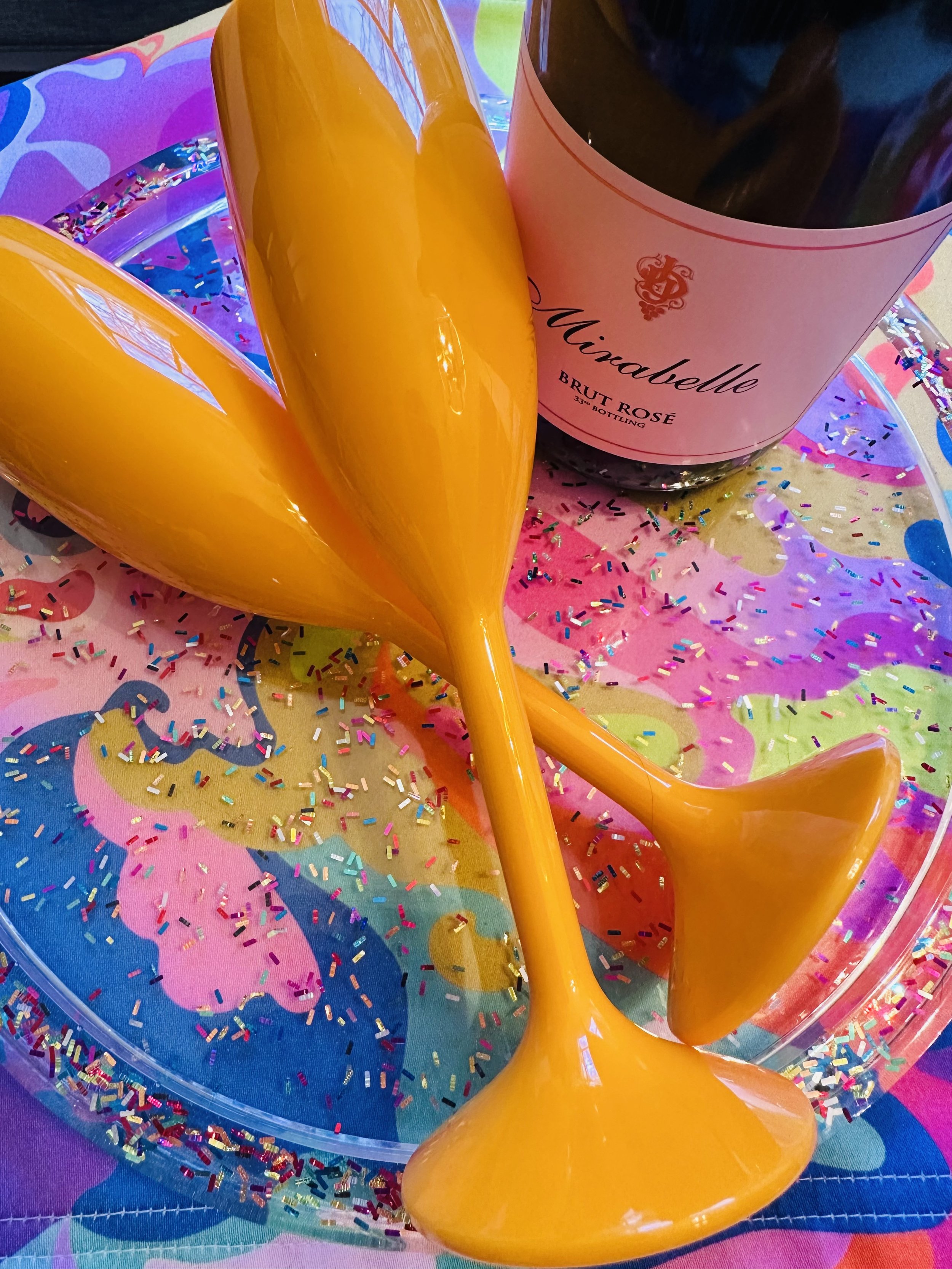 Confetti Tray with Champagne Flute Set- Limited Quantities