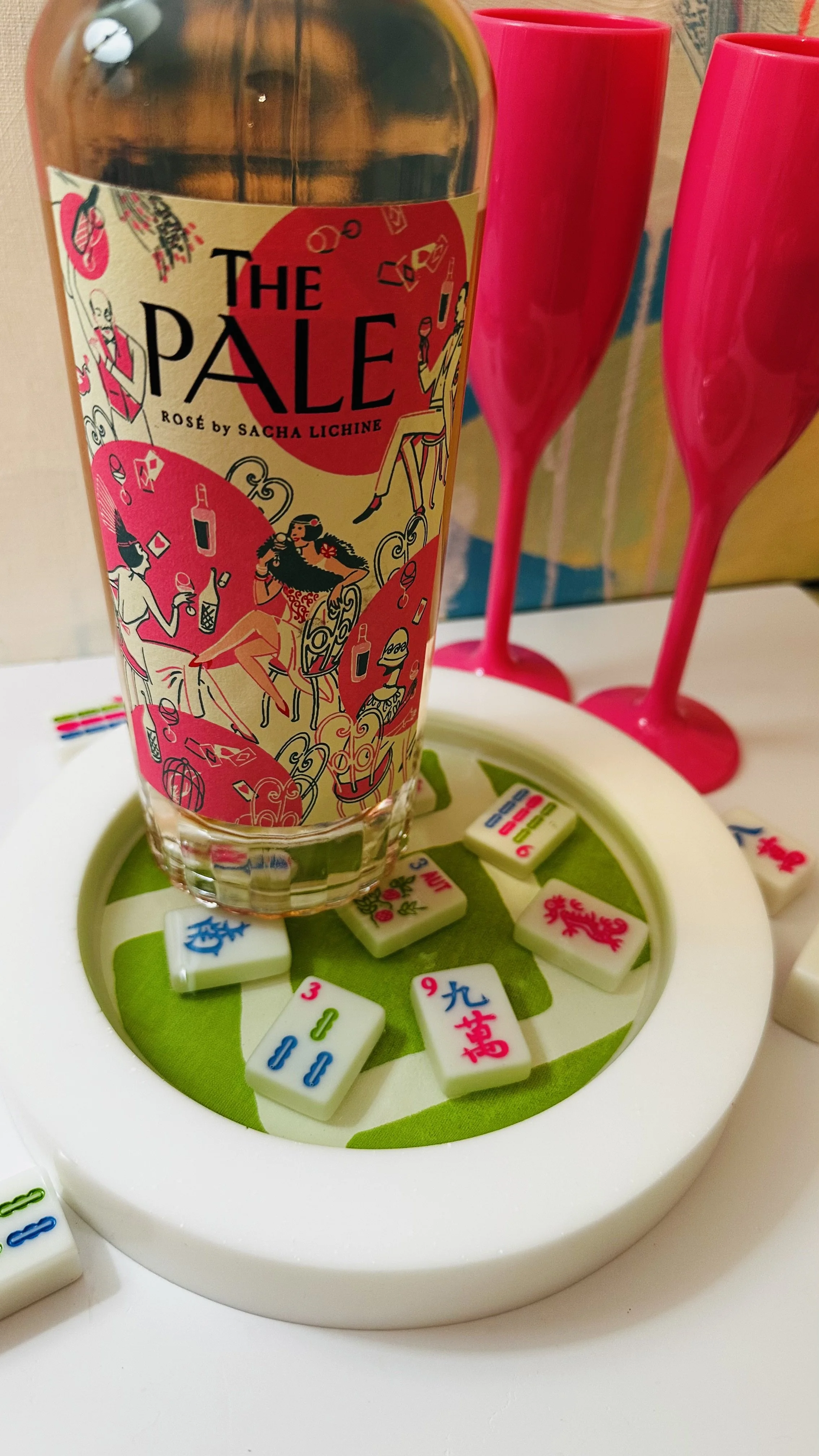 The Lucky Bamboo Mahjong Wine Coaster