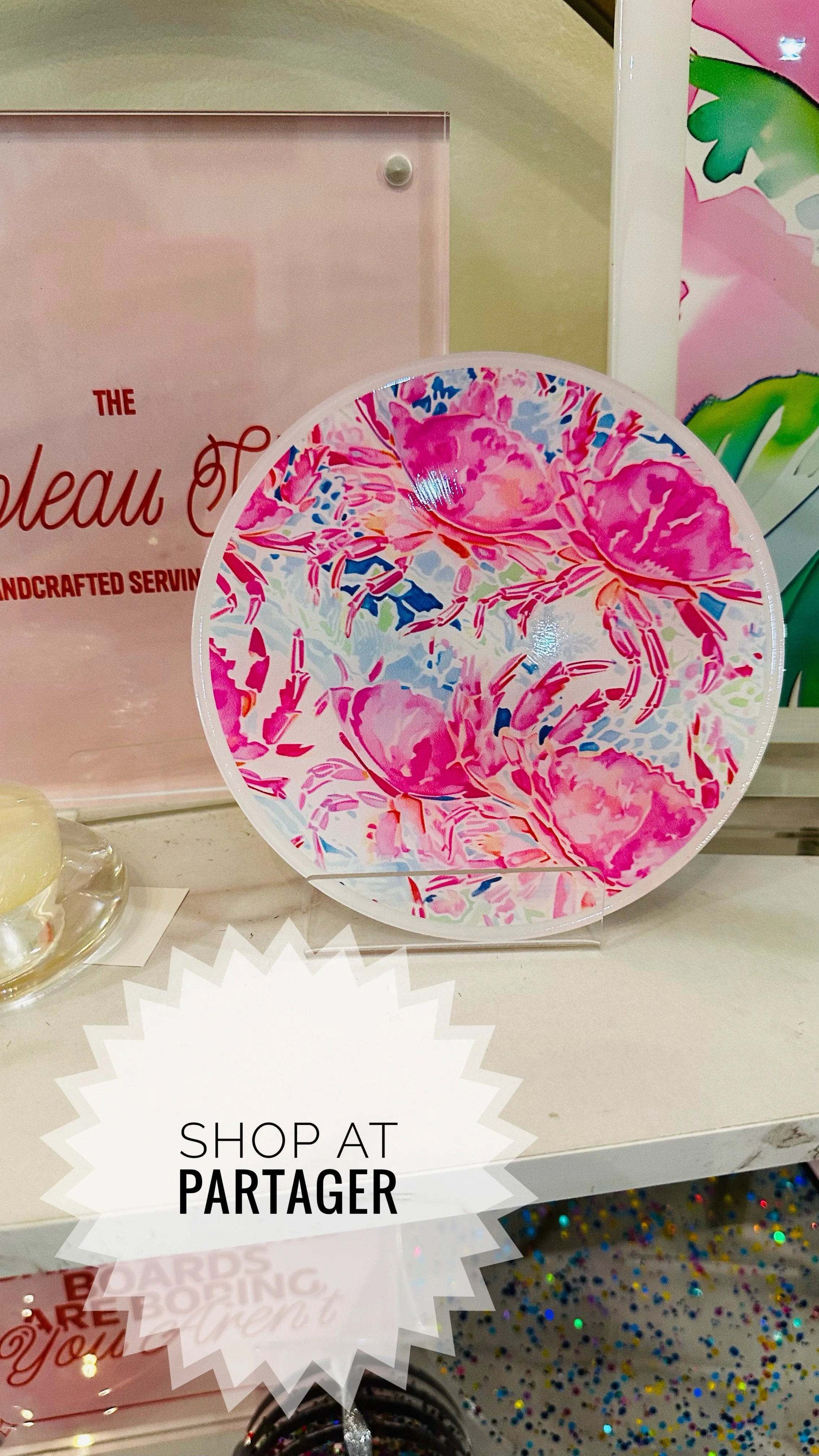Pink Crabs Wine Coaster