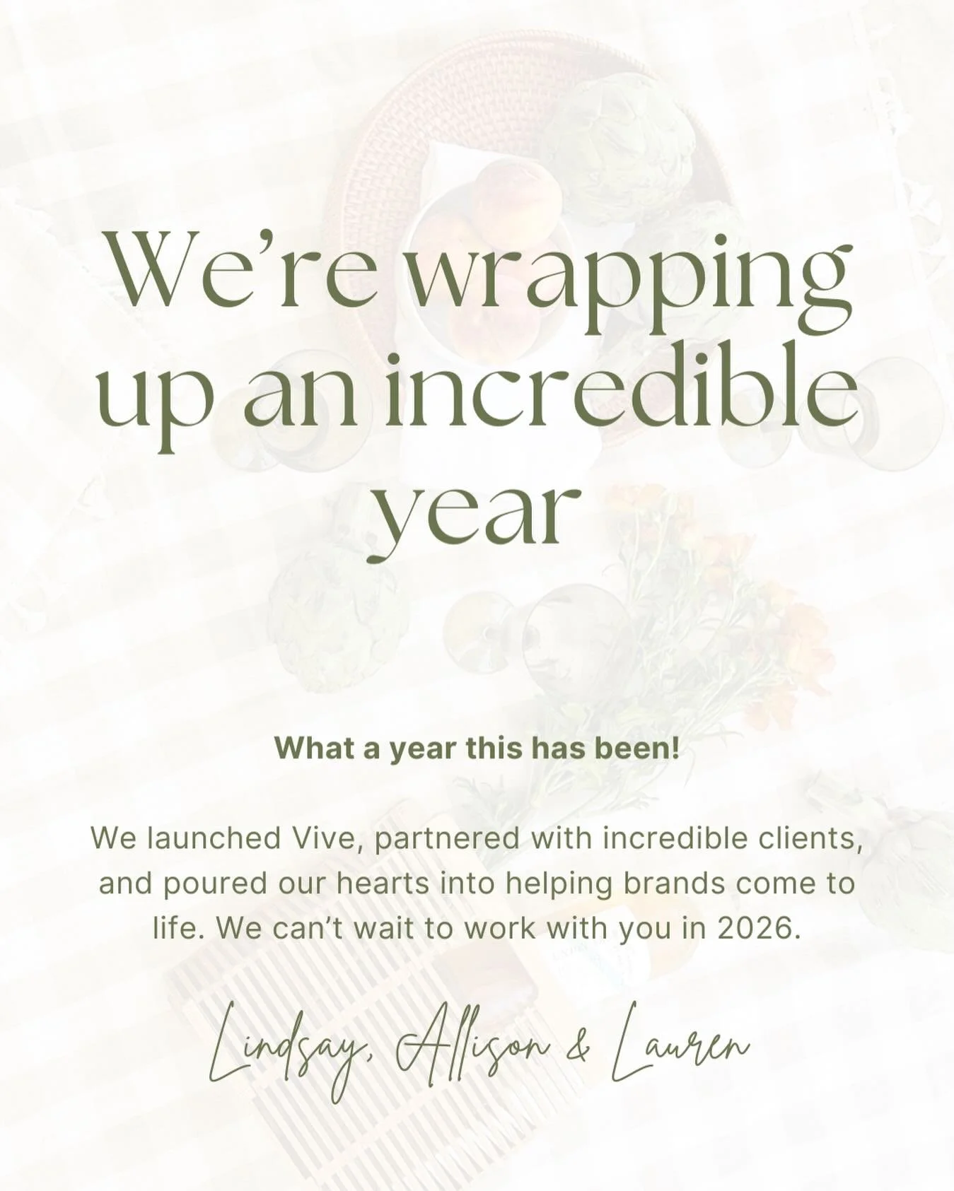 This year we launched Vive and had the joy of working with some truly incredible clients and creative partners. Grateful for every project, and excited for what we&rsquo;ll build together in 2026. ✨