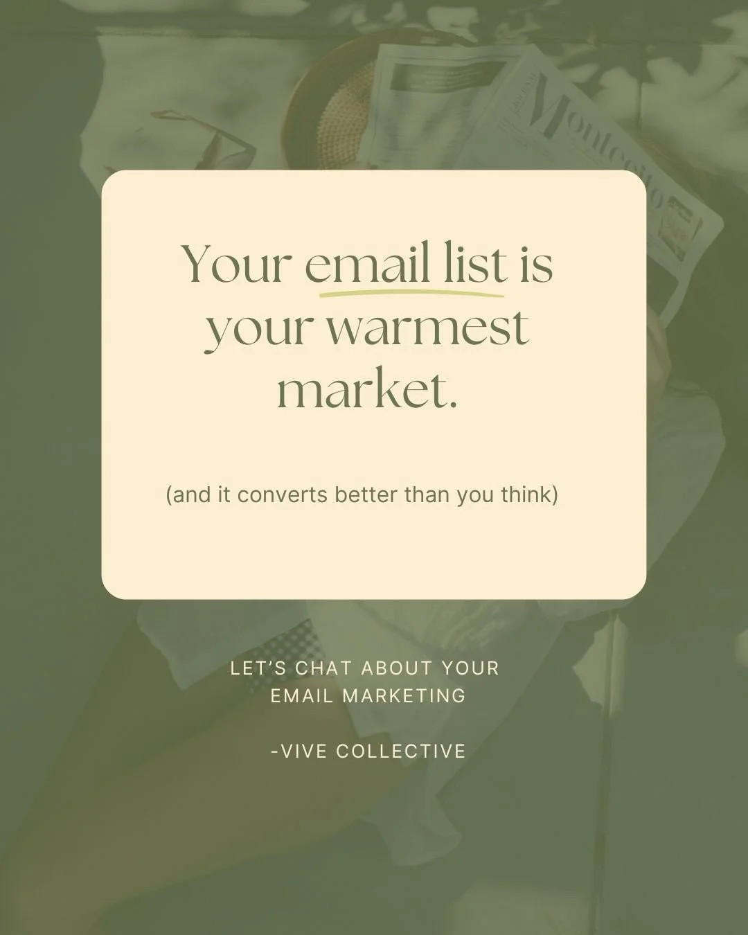 Small businesses don&rsquo;t need to shout louder, they need to speak to the right people.

Your email list is your warmest market: people who already trust you, want what you offer, and are far more likely to click and purchase when your messaging i