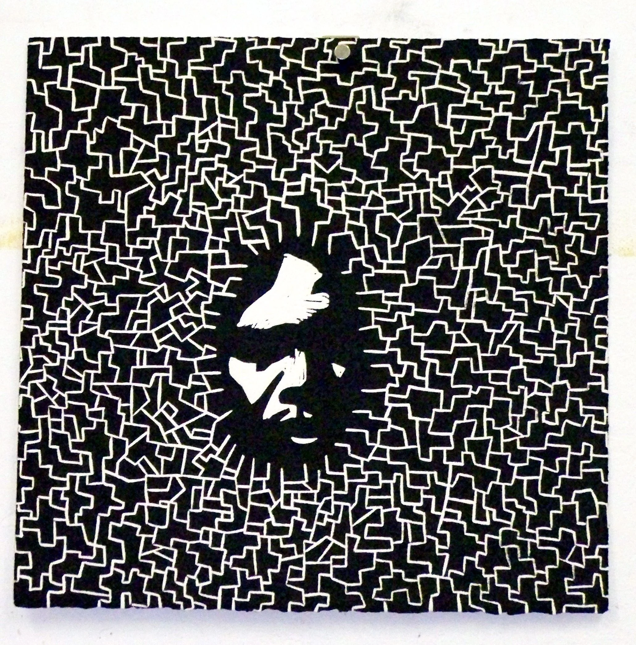 
self Portrait, Relief (linocut) print, Ink on paper, 2008