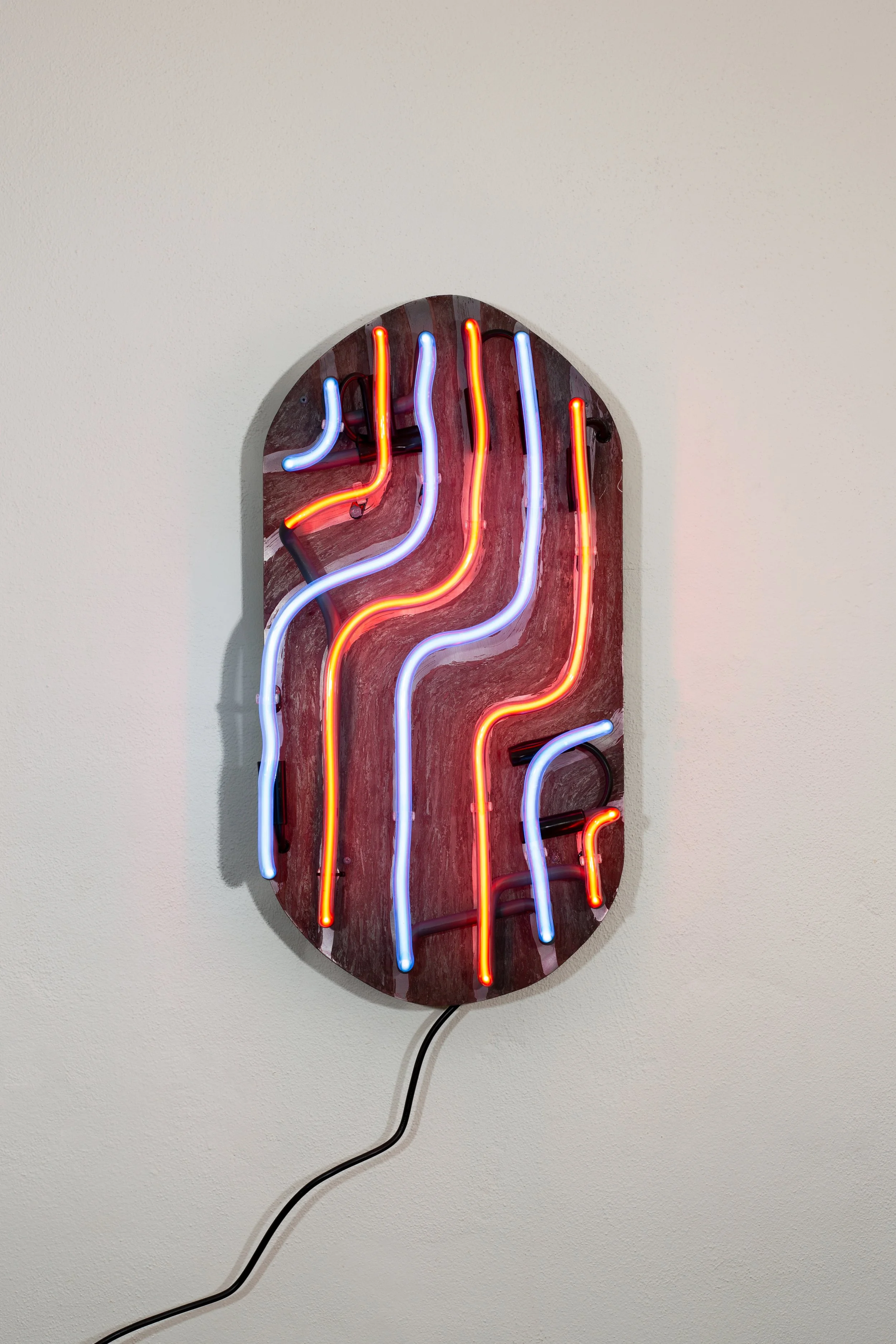 Wunda, 2026, etched mild steel plate, neon glass