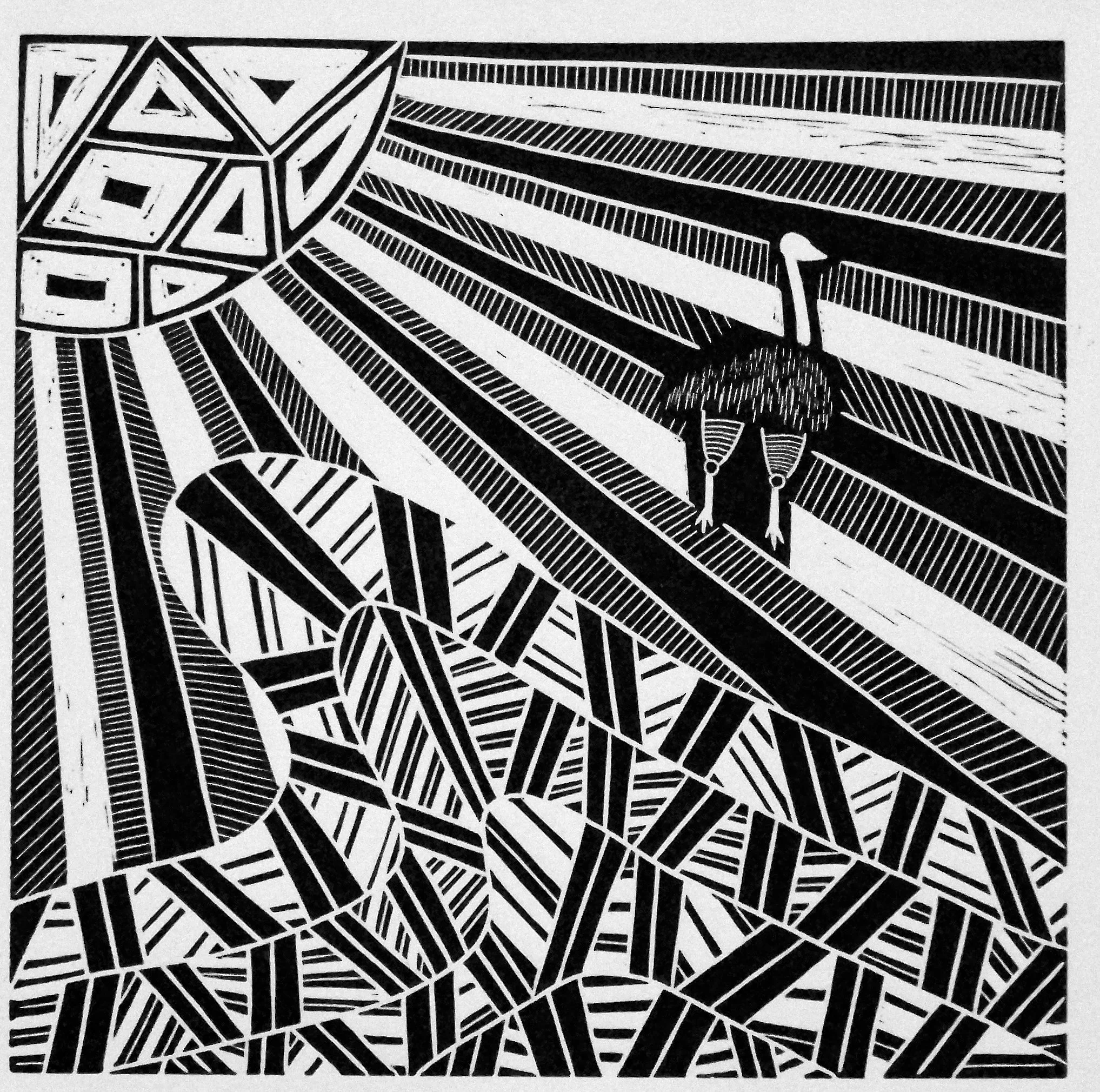 Waaitj,  Relief (linocut) print, Ink on paper, 2009