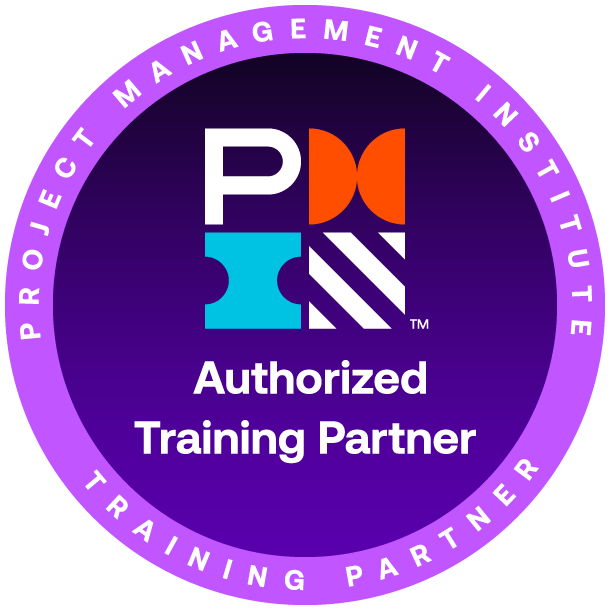 Badge indicating authorized training partner for project management institute, 2025