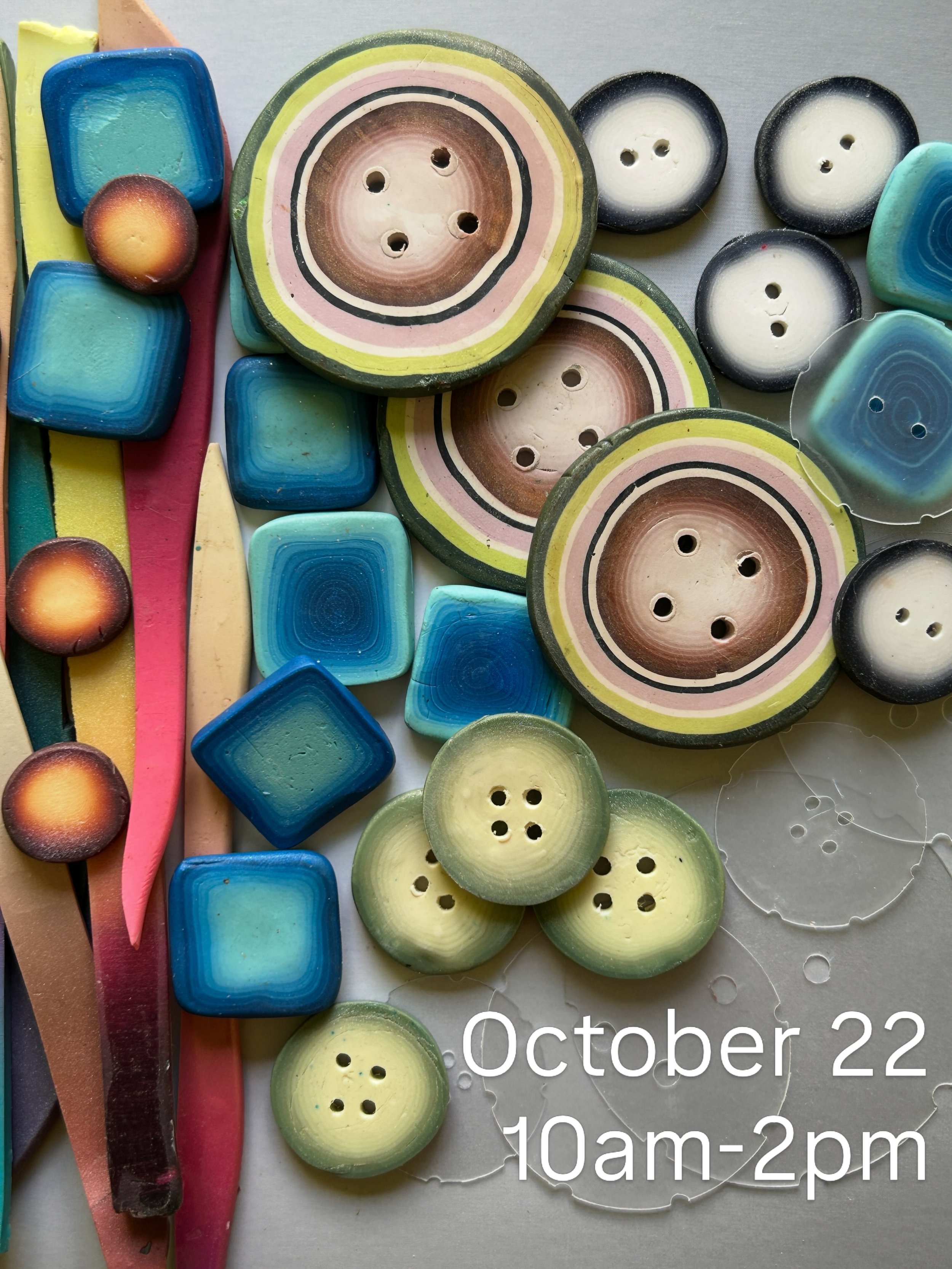 You Do You: Make Your Own Polymer Buttons

An introduction to color, form, and playful design w/ Barbara McGuire 

Thursday, October 22 &middot; 10am&ndash;2pm $65 + $12 materials fee, paid directly to the instructor on the day of class 
Optional sel