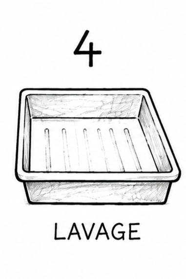 Un dessin géométrique d’un carré dont les sections sont divisées par des lignes verticales, horizontales et diagonales.