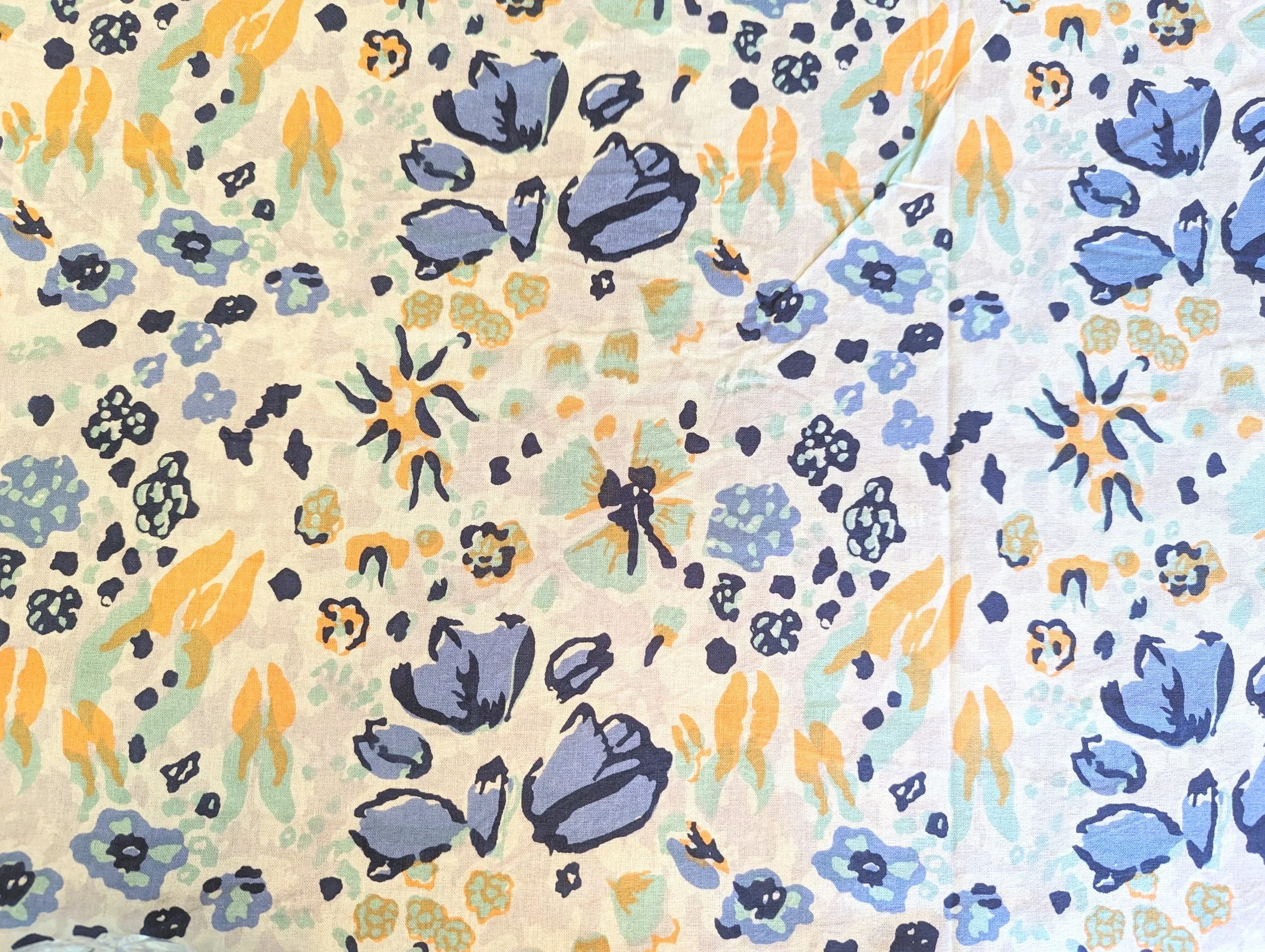 Handcrafted Rajasthan Floral Vine Tablecloth Made of 100% Cotton Muslin In A Vibrant Block Print, Size 59" x 86"