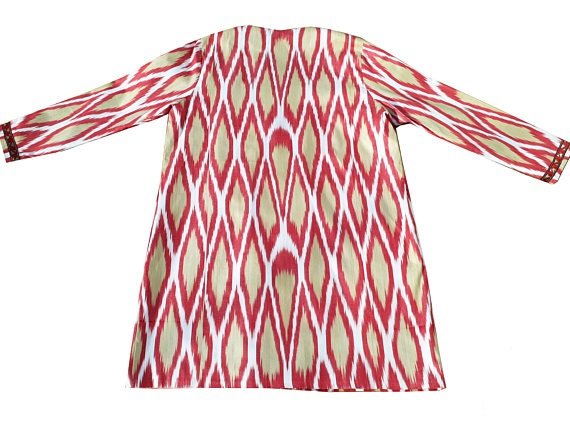 Ikat Coat in Red and Beige(1).jpg