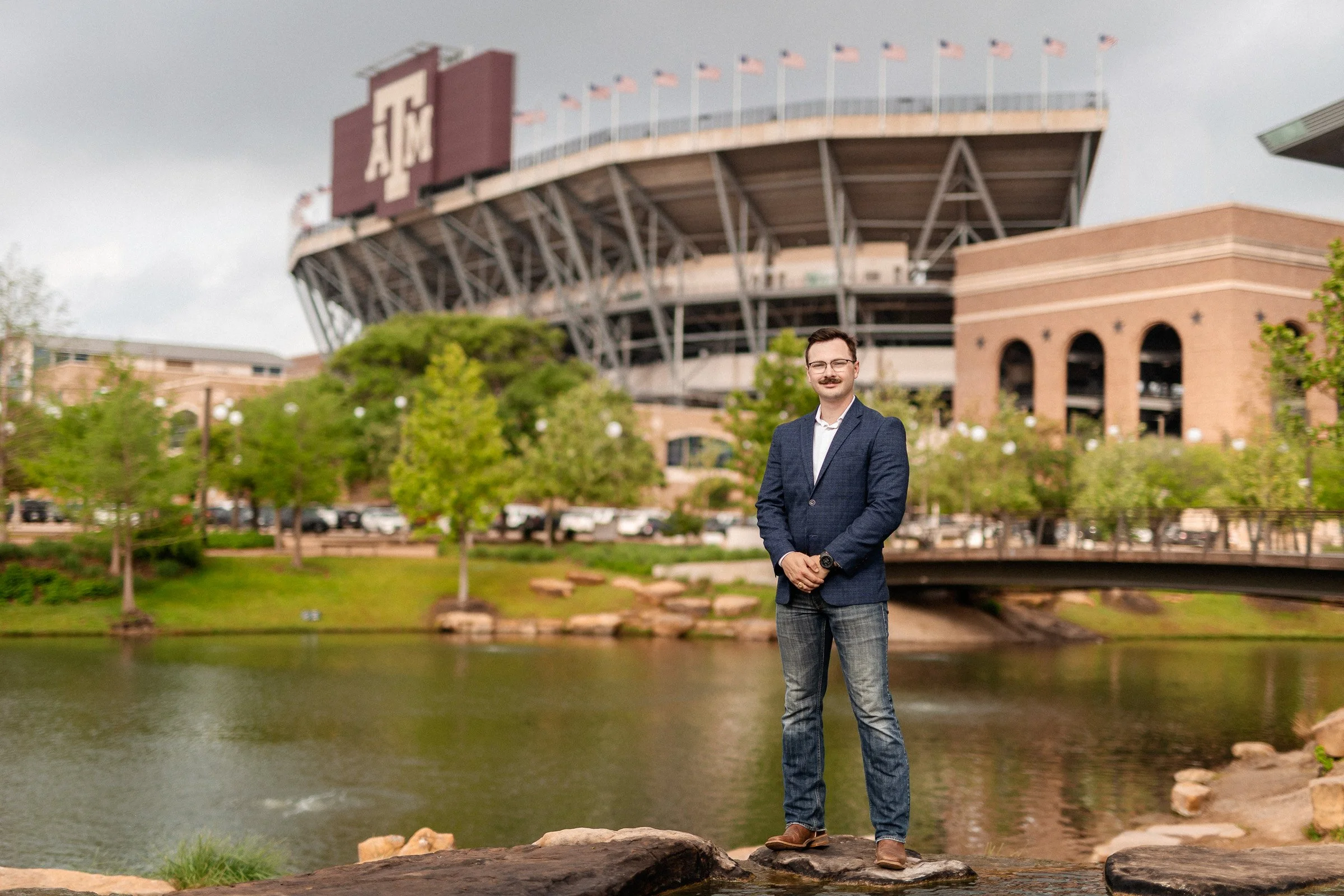 Texas A&M senior portrait at Texas A&M campus.