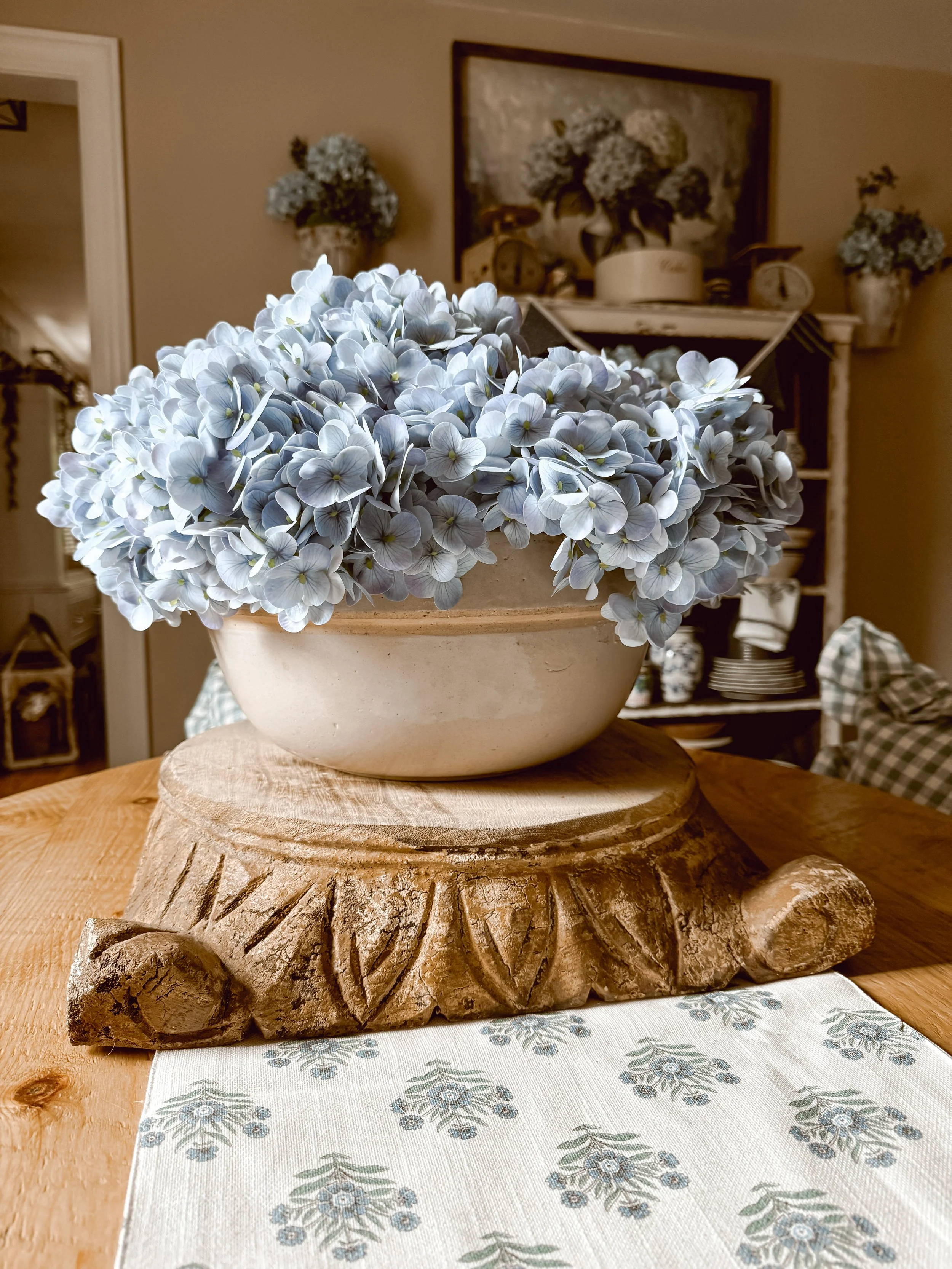 Bring Summer Cottage Charm to Your Kitchen with Soft Blues &amp; Beautiful Hydrangeas