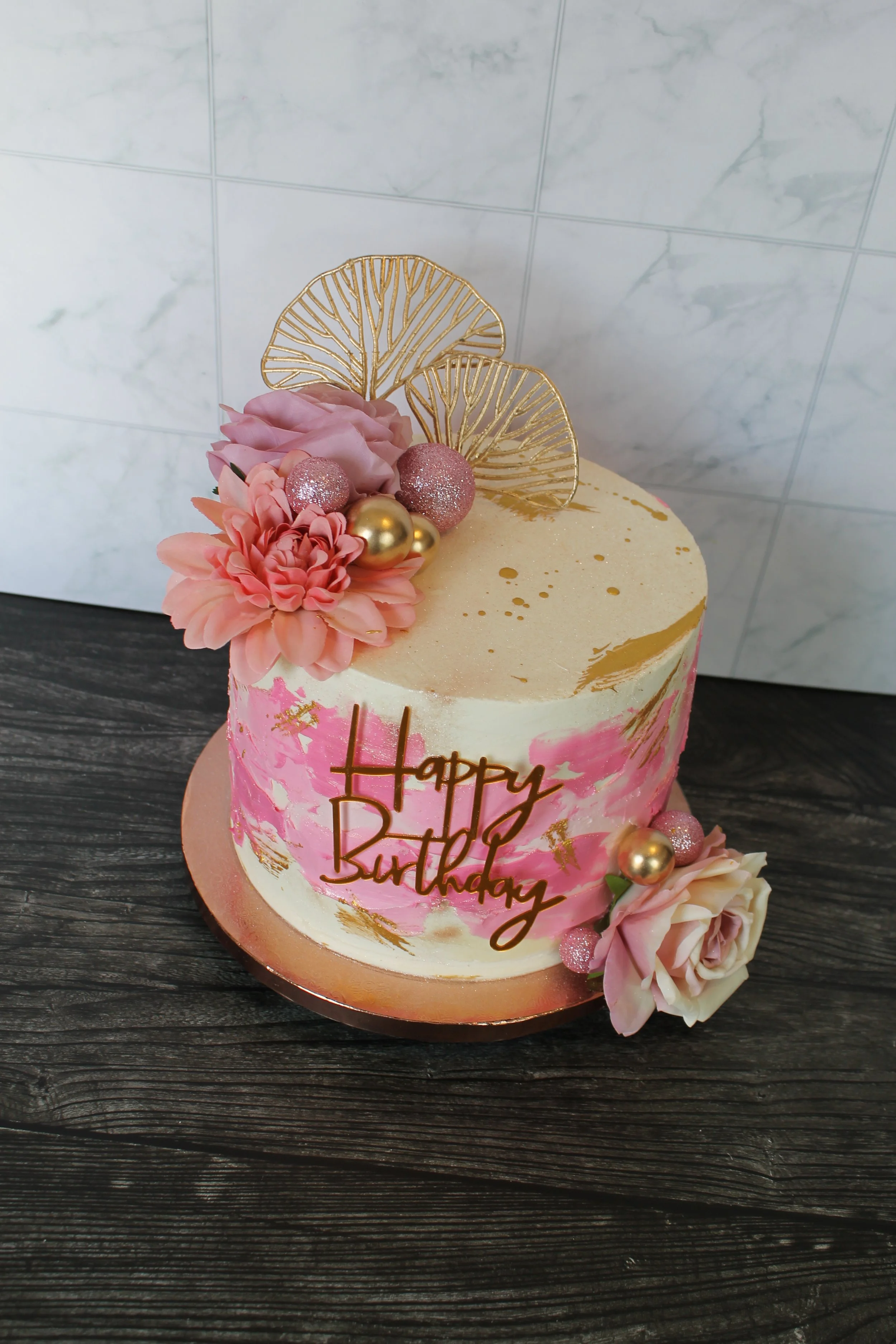 Pink and glitter birthday cake