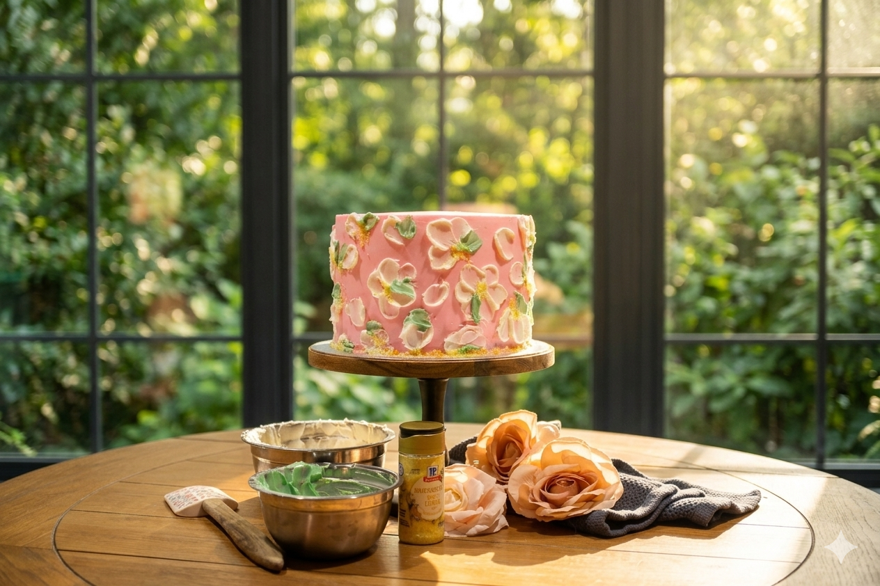 pink flower cake 