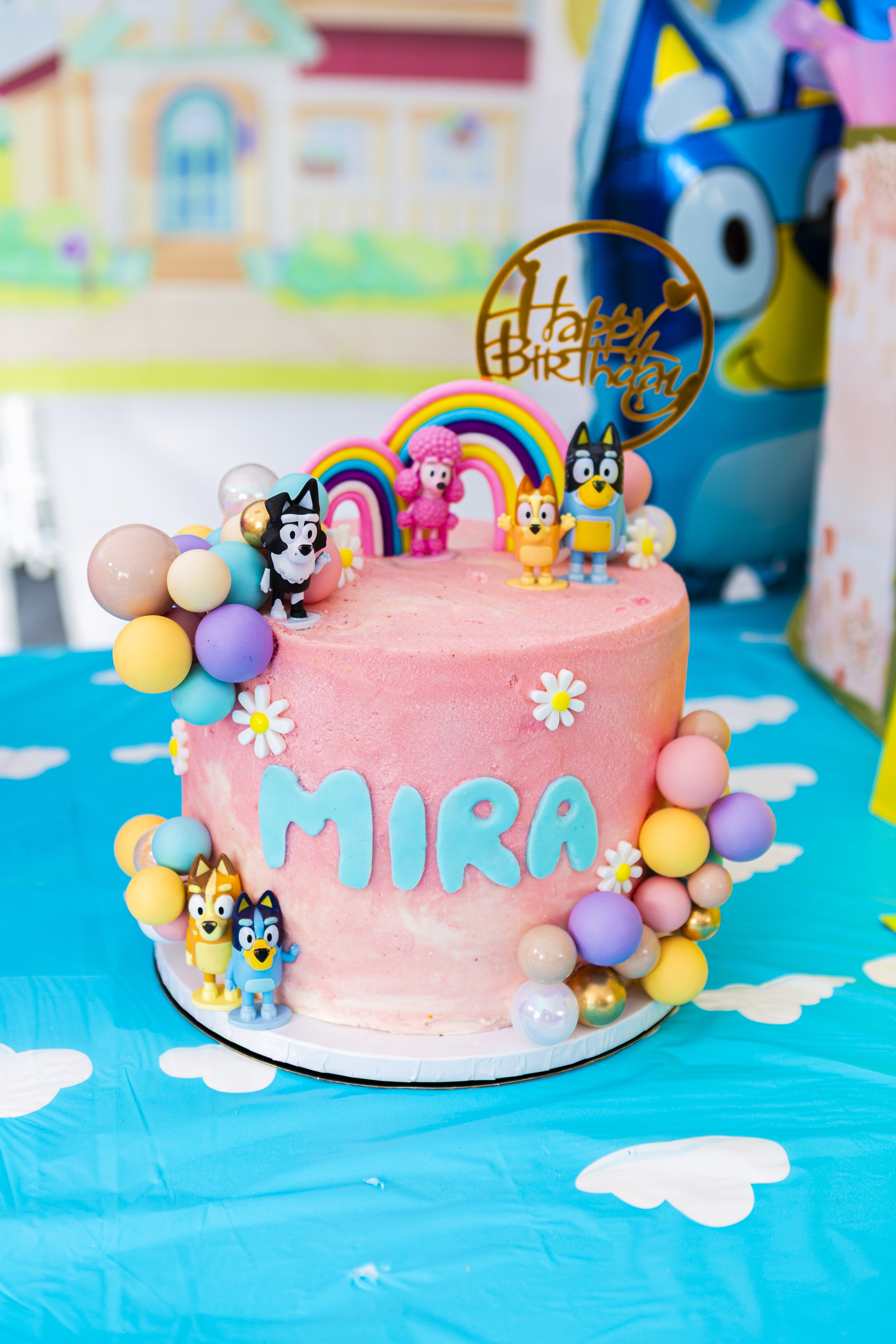 Pink Bluey cake
