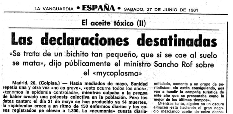 Recorte del diario «La Vanguardia» del 27 de junio de 1981