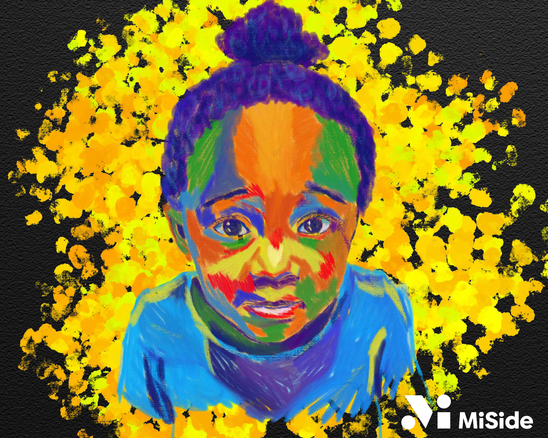 A colorful art rending of a little girl