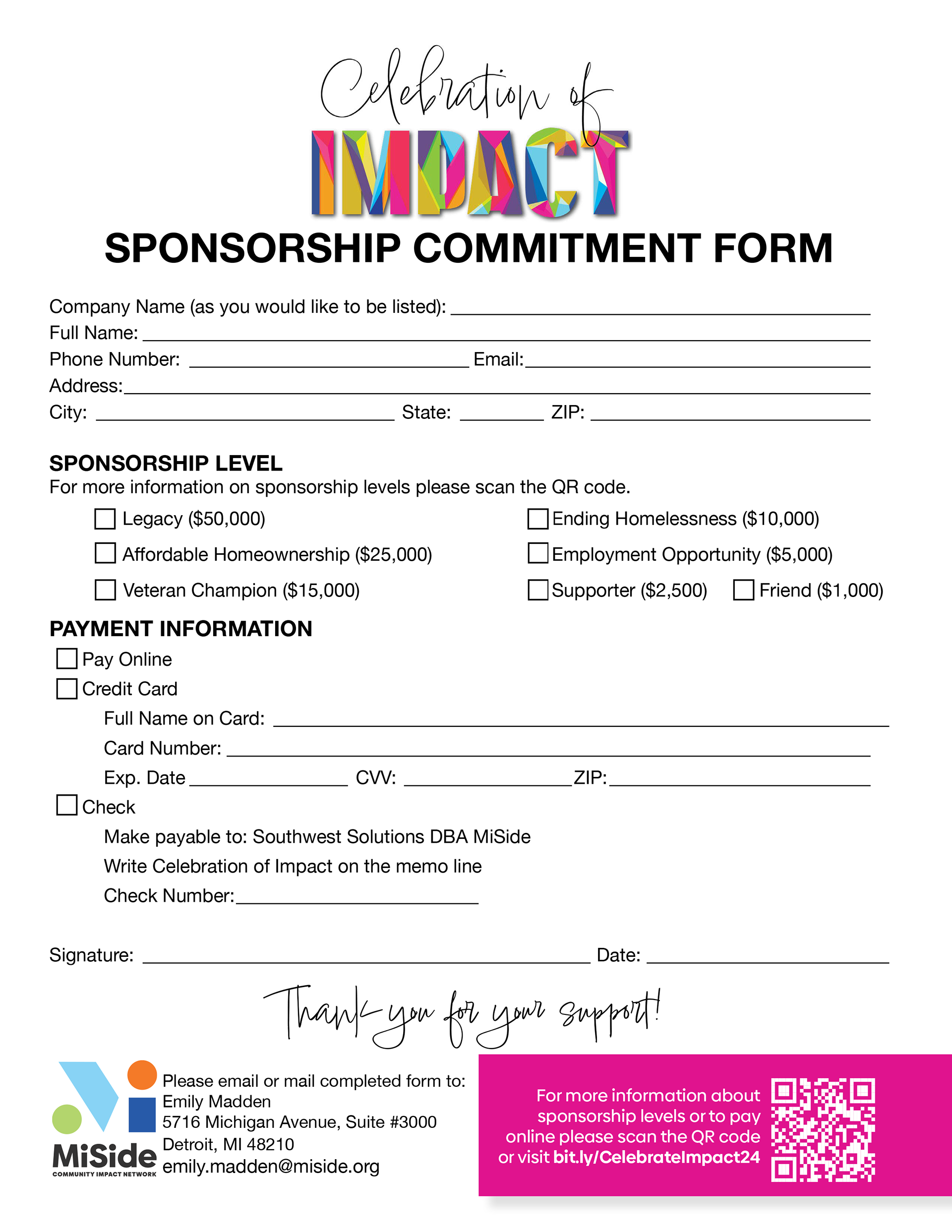 Sponsorship commitment form