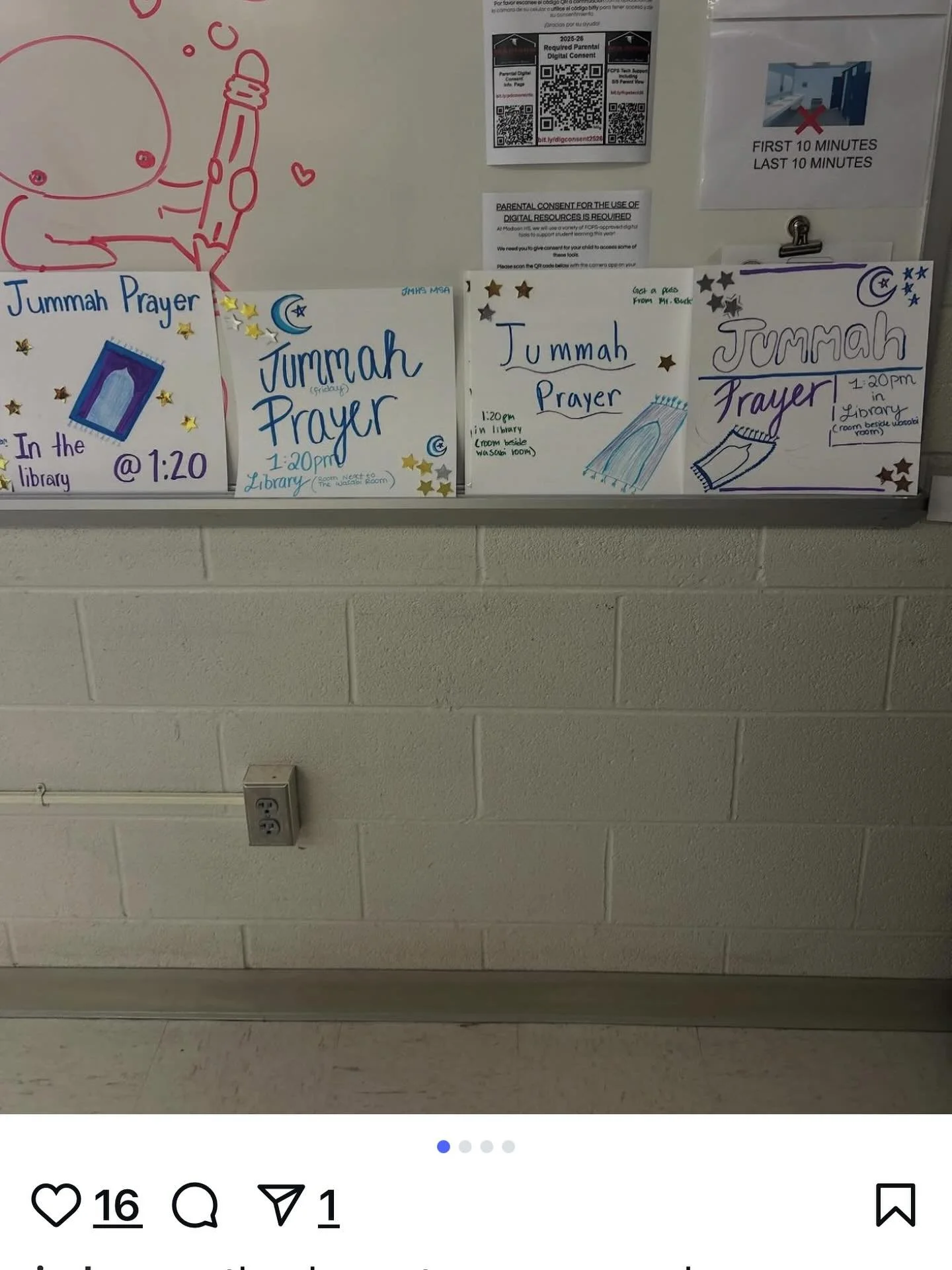 At James Madison High School in Fairfax, VA, the school&rsquo;s Muslim Student Association openly advertises Jummah prayer every Friday at 1:26 p.m. in the school library &mdash; a public space meant to serve all students equally.

Let&rsquo;s be cle