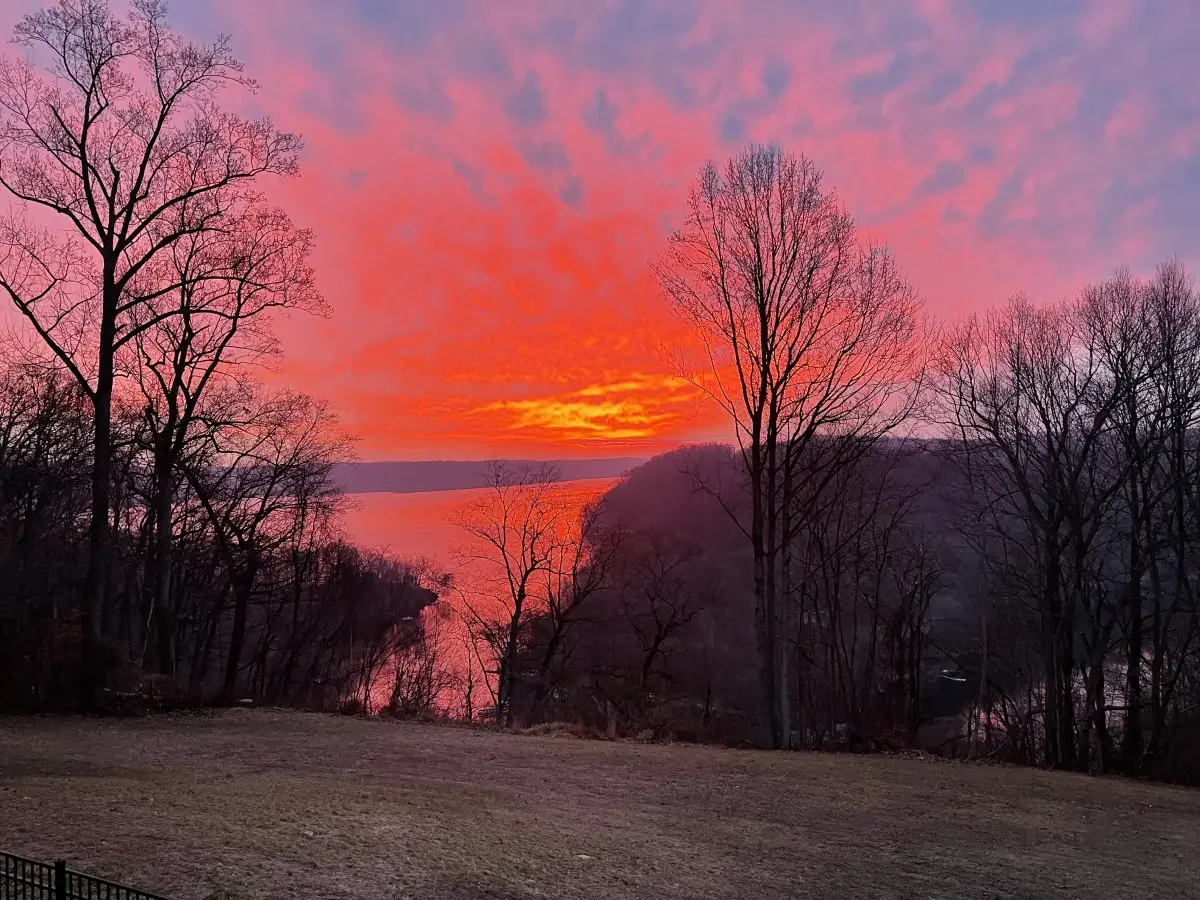 Beautiful sunrise over the Susquehanna River as seen from Broad Creek Manor property.