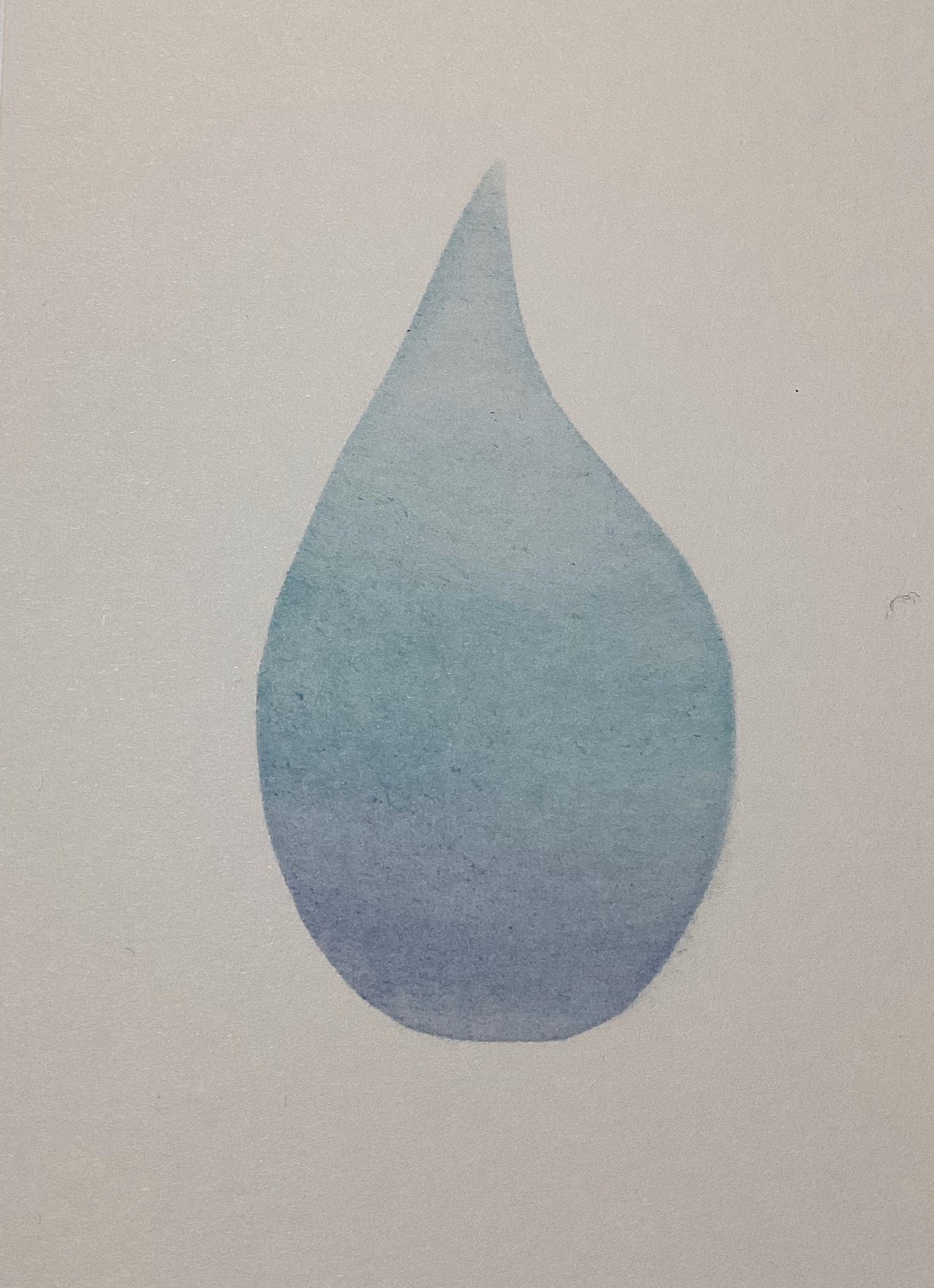 A teardrop, with blue inks blended together, lighter blue at the top to a darker blue at the bottom.