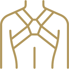 Outline of a woman's back with a back brace