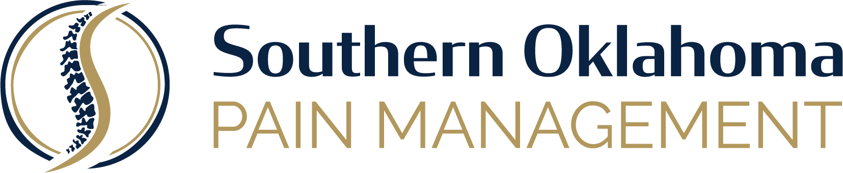 Logo of Southern Oklahoma Pain Management, featuring a stylized spine design and text