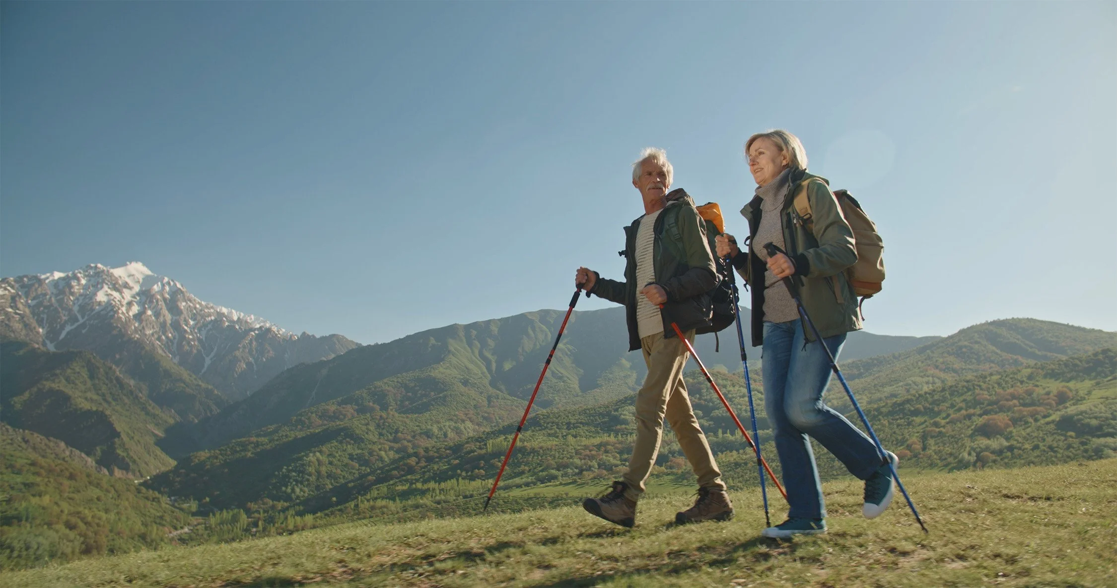 Elder couple on a hike