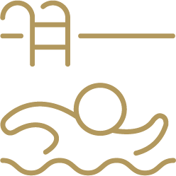 Line drawing of a person swimming