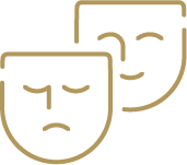 Two faces, one frowning and one smiling