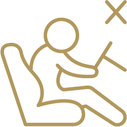 Line drawing of a person sitting in a car