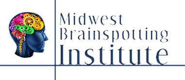 Logo of Midwest Brainspotting Institute featuring a human profile with colorful brain illustration