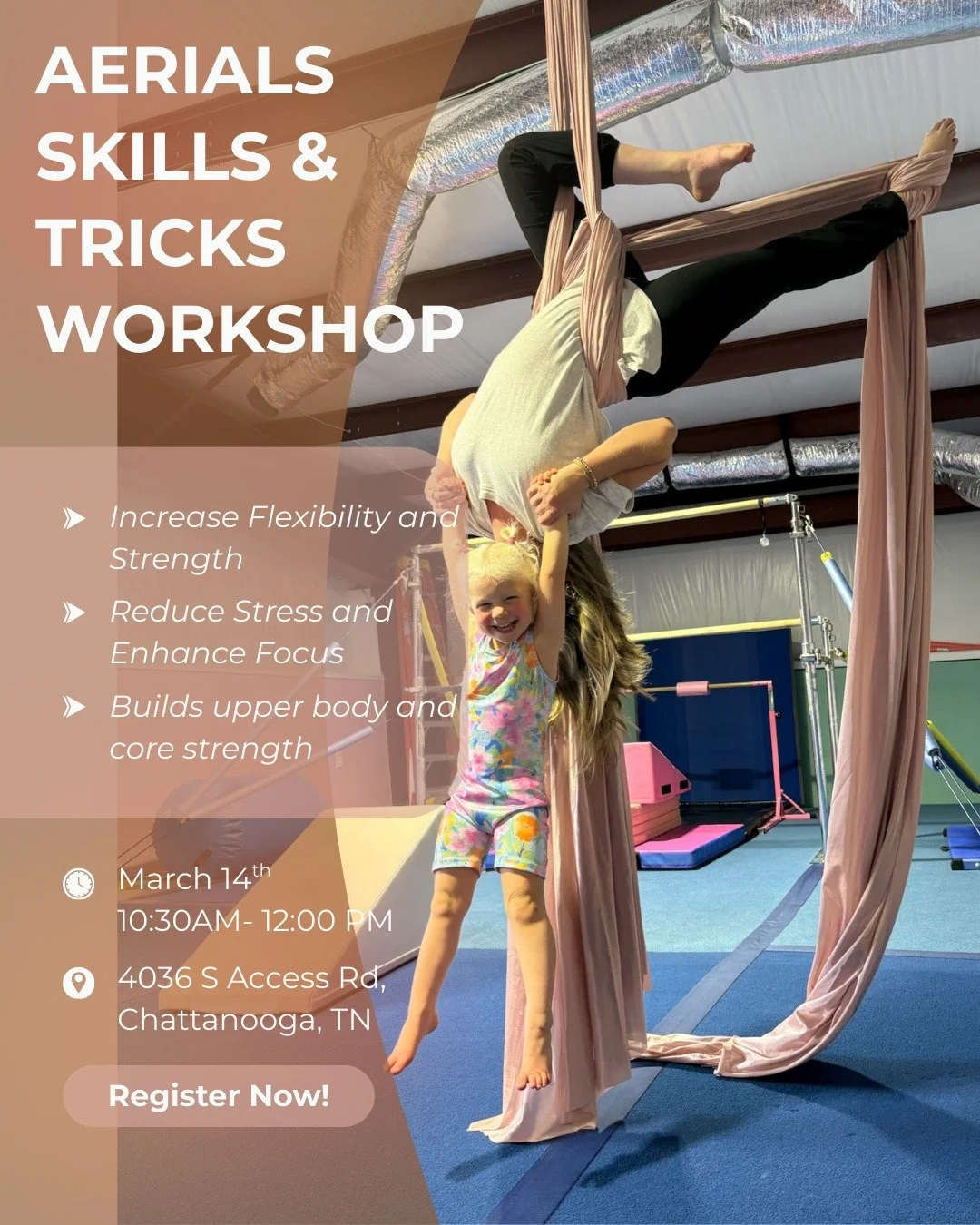 Warning: side effects may include big smiles, strong muscles, and a new favorite hobby 💫

Join us for a beginner-friendly workshop where you&rsquo;ll learn basic climbs, wraps, and poses while building strength and confidence in the air. No experien