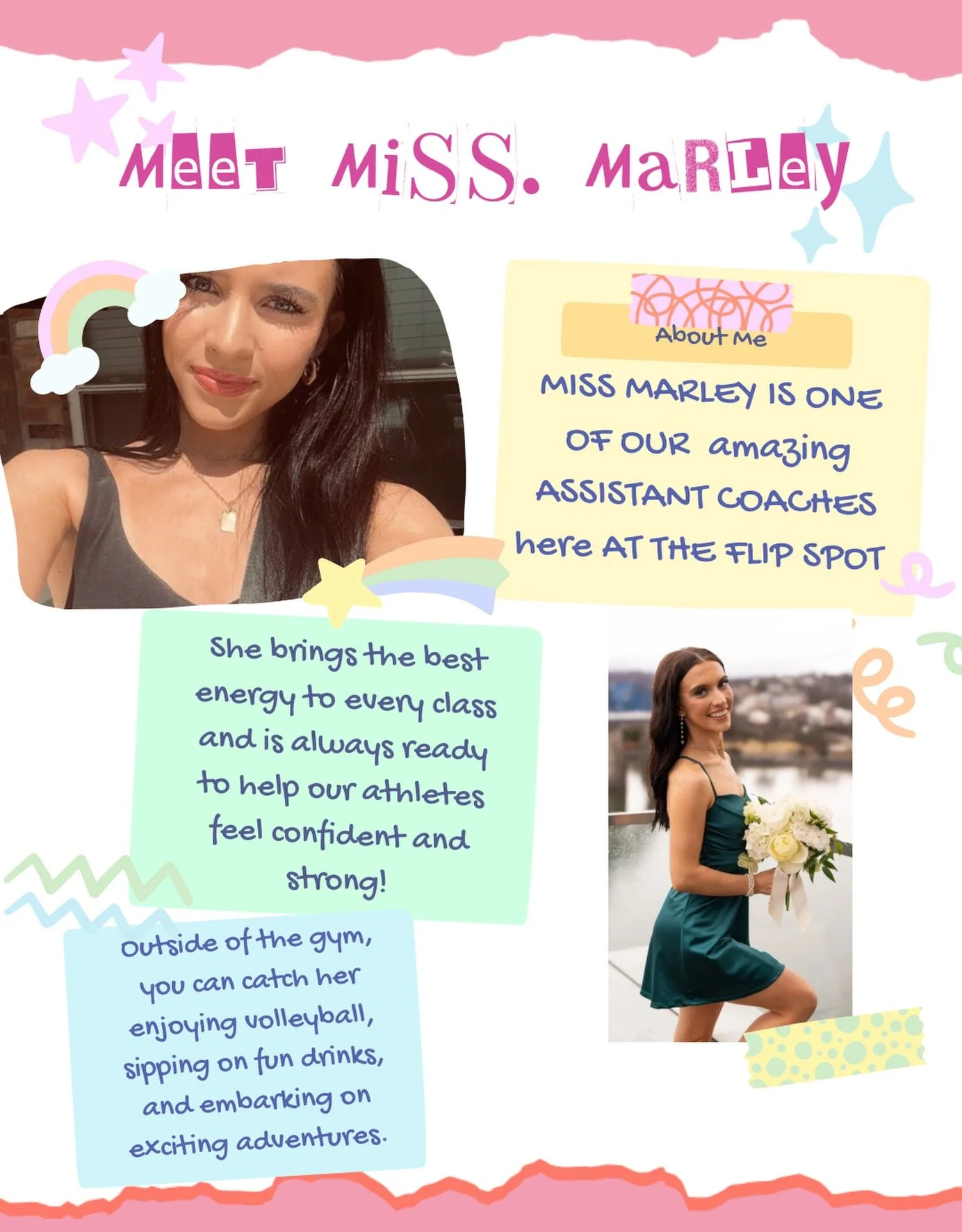 Assistant coach, hype girl, and everyone&rsquo;s biggest cheerleader ✨

From helping our littles stick their skills to bringing the BEST energy to every class&hellip; she does it all 💅

Catch her in the gym building confidence, or outside playing vo