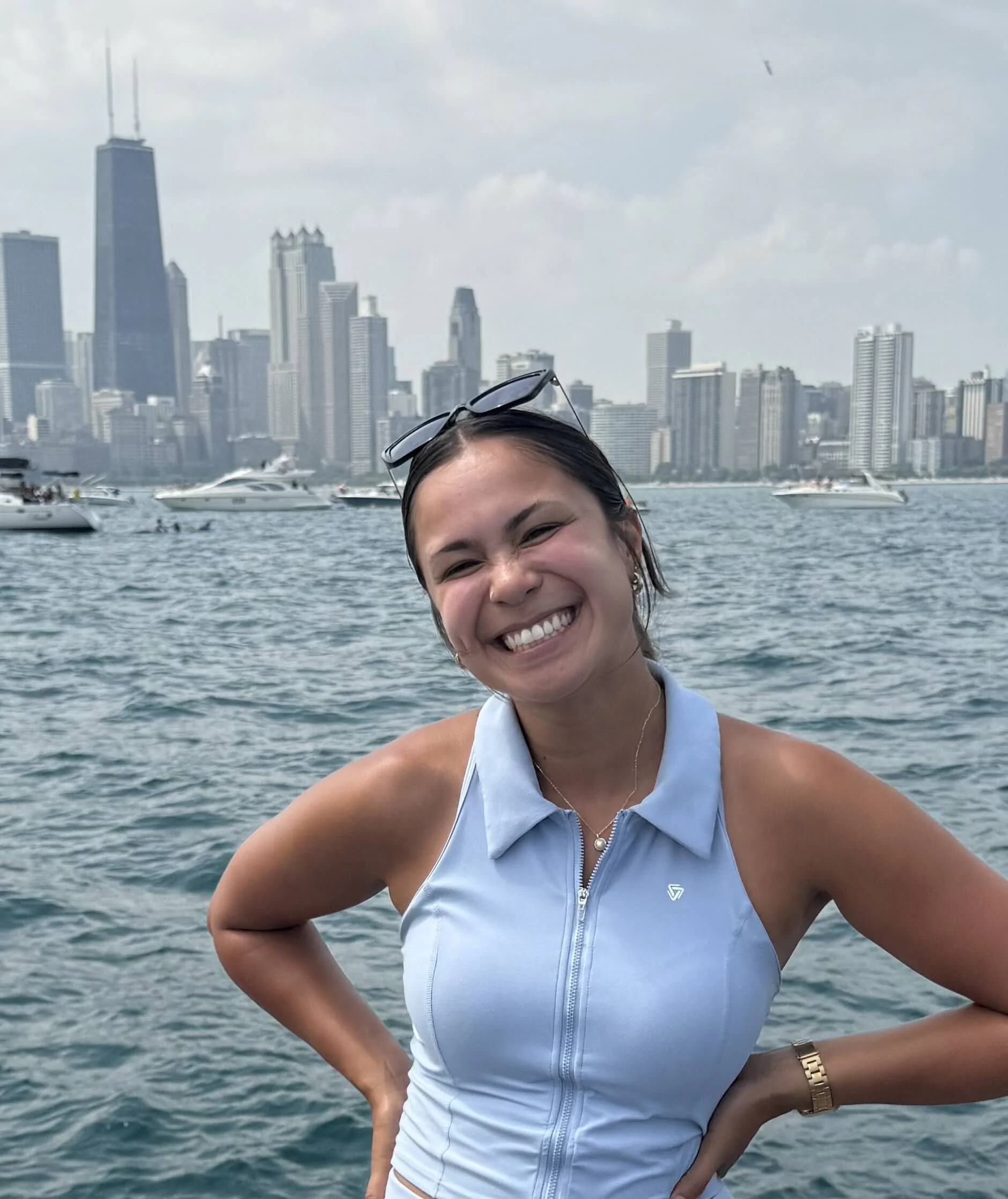 lady on private yacht rental at chicago playpen