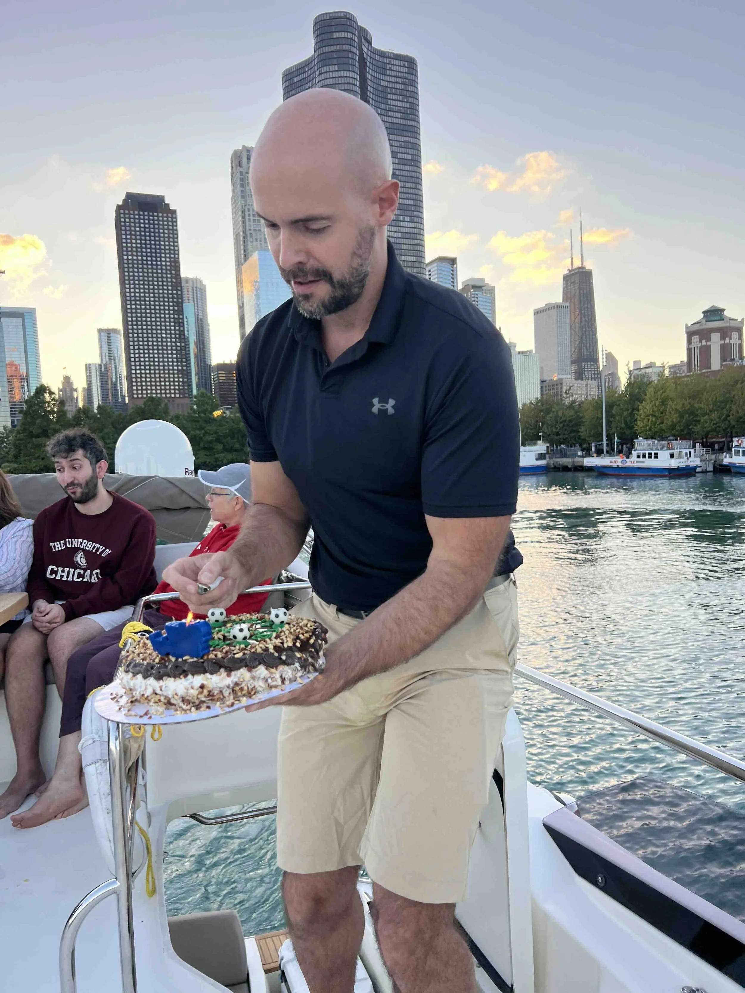 birthday party celebration on a private yacht charter on the chicago river