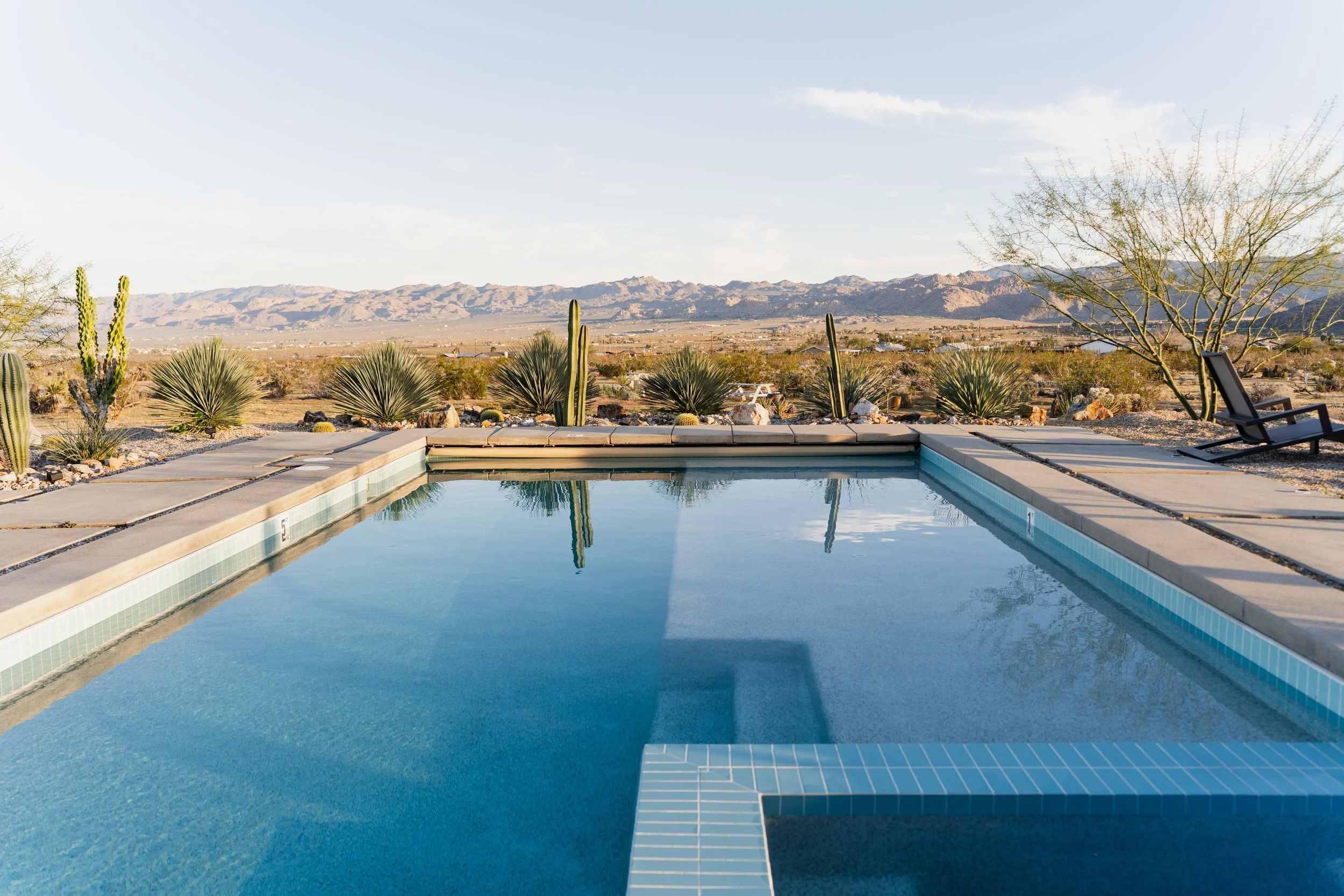 Pool, spa, and a large Baja shelf with sweeping mountain views.