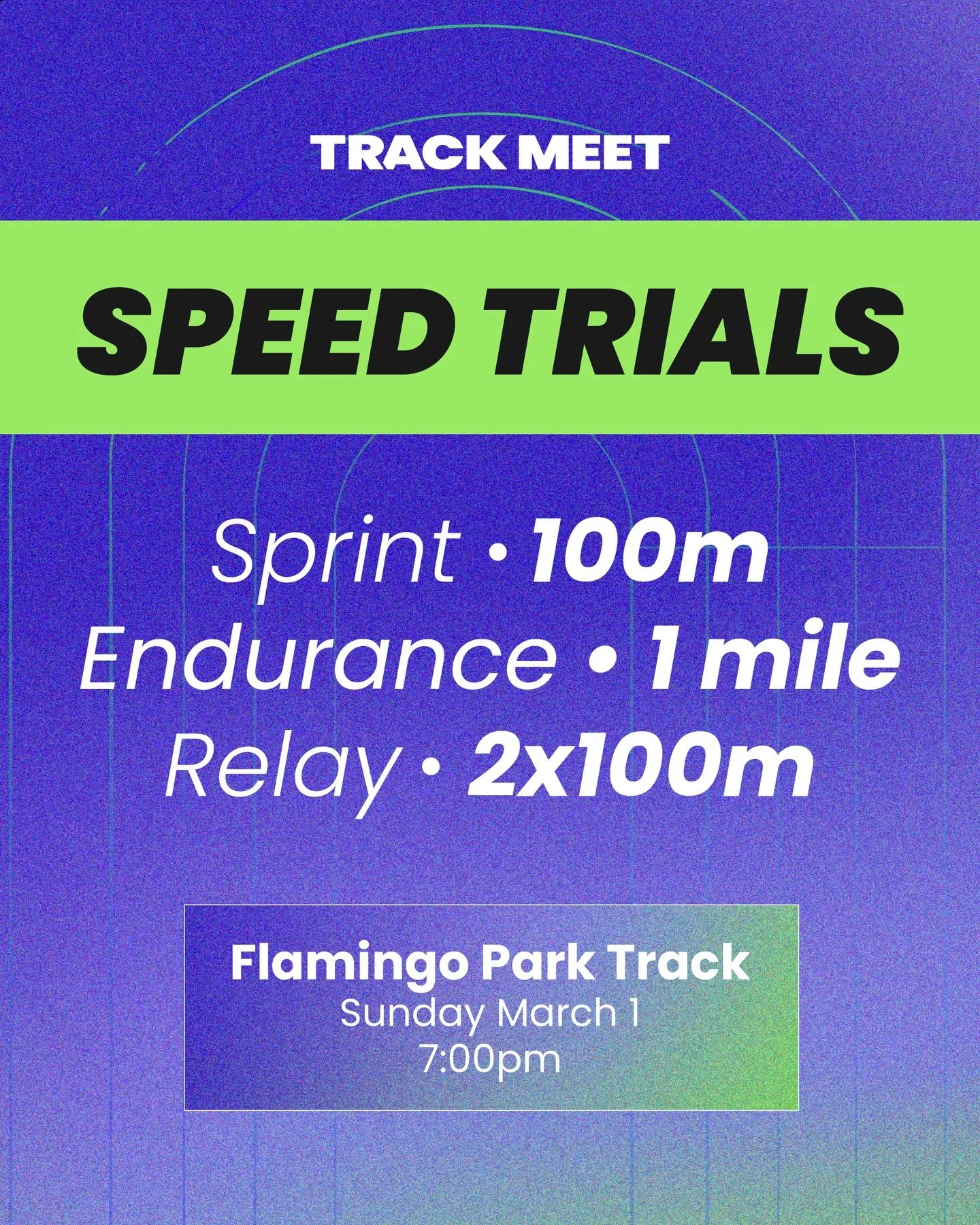 LAST MINI MEET before Track Meet Festival is this Sunday 😱🤩 You&rsquo;re gonna want to be there 💪🏼❤️ 

Don&rsquo;t worry we&rsquo;ve got some fun social events in the works before March 21, but this will be your last chance to test your speed bef