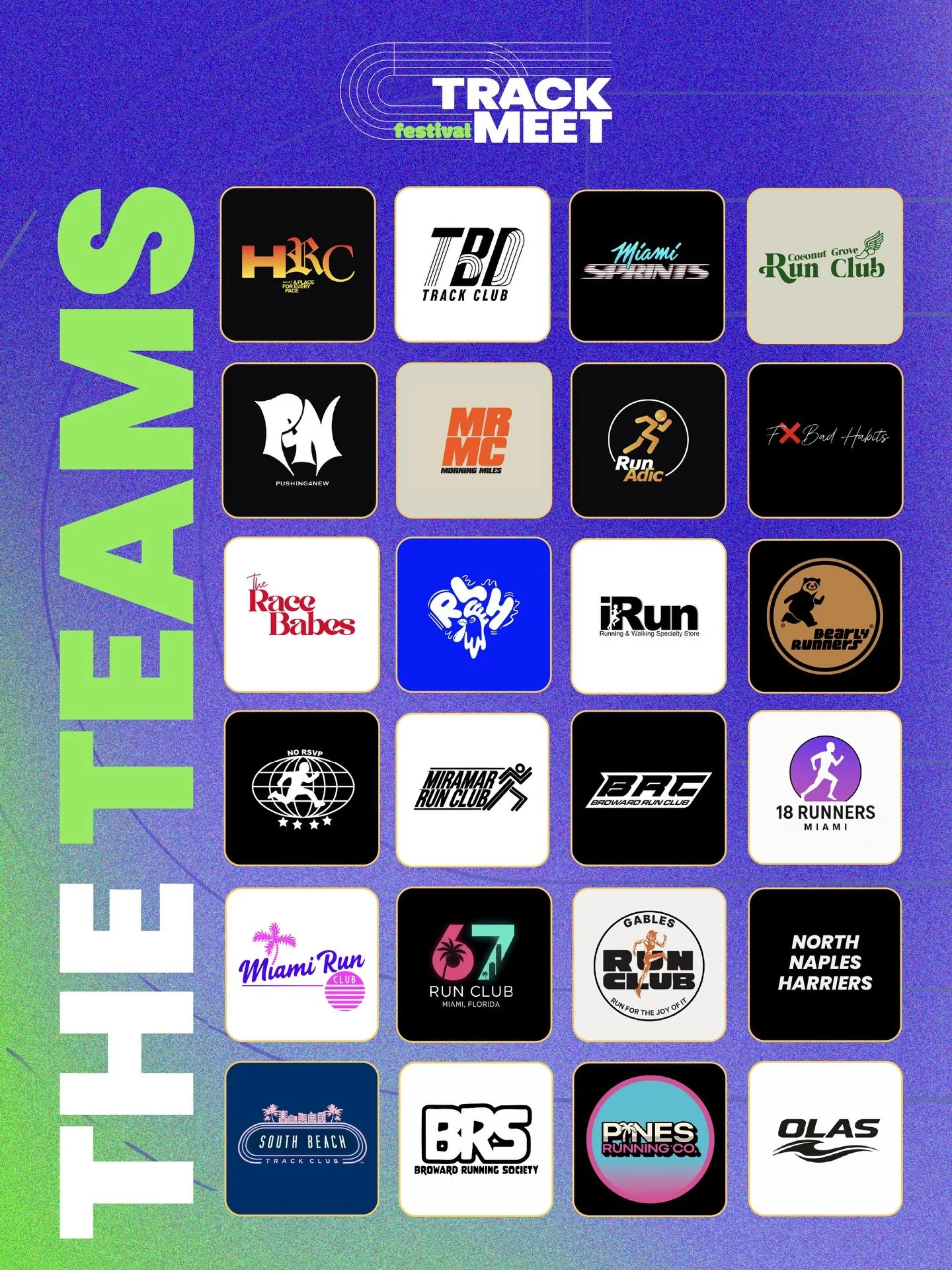 NEW TEAMS INCOMING 🚀 🚀 What a crewwww we have joining us for the first ever Track Meet Festival 🤩

Registrations are filling up fast so don&rsquo;t miss the chance to get your spot! Create your relay team, choose your individual races, and get rea